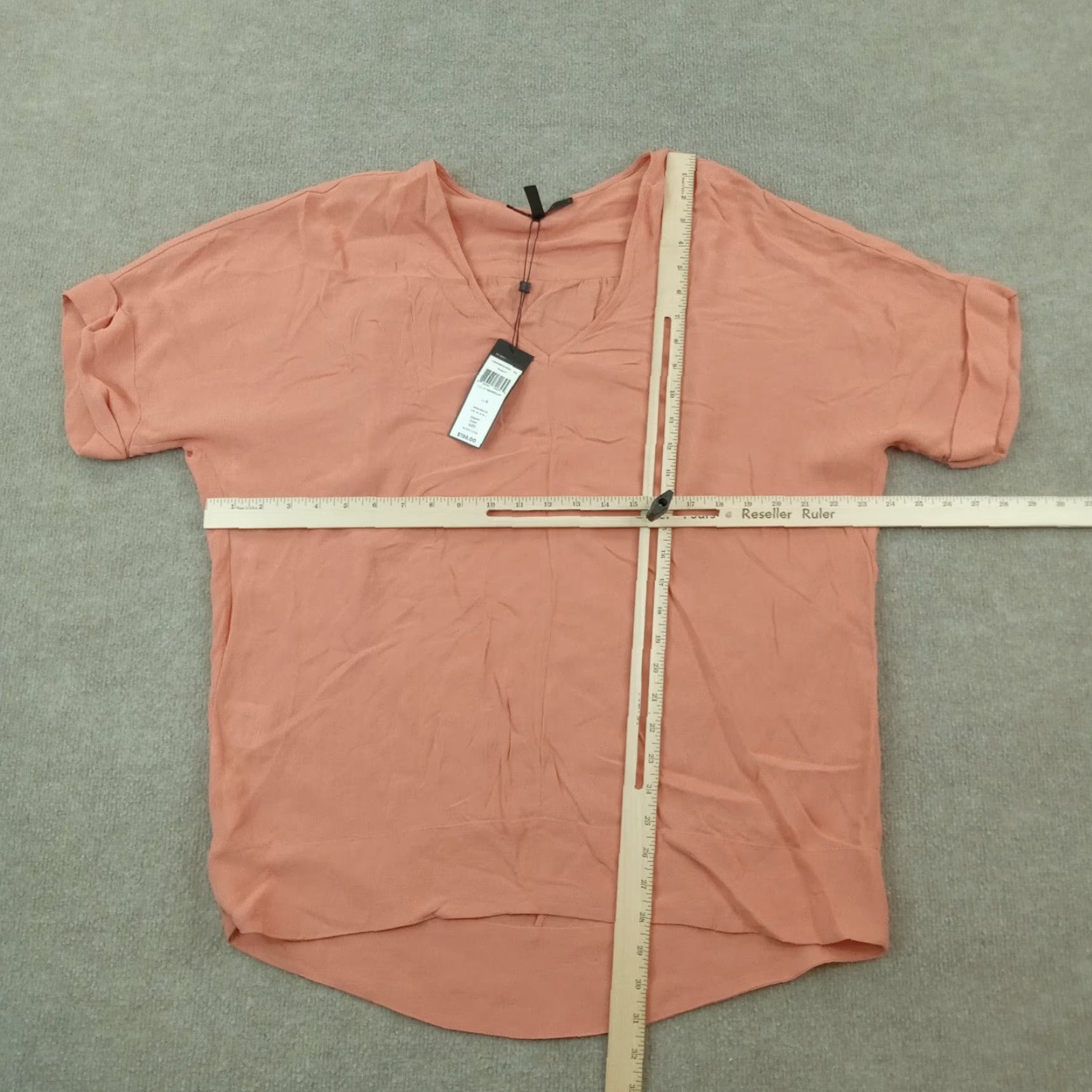 Bcbgmaxazria BCBG Maxazria Womens Small Orange V-Neck Short Sleeve Top Lightweight Casual Rayon Size M / US 6-8 / IT 42-44 - 2 Thumbnail