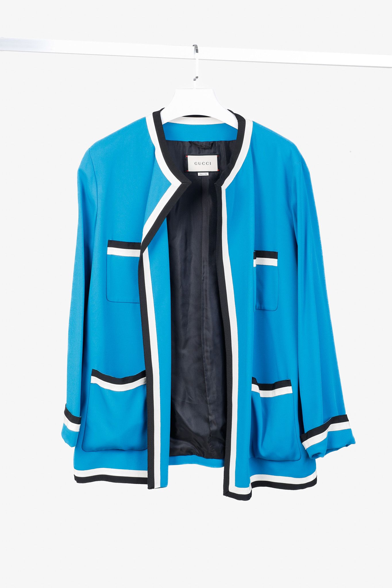 Gucci PF/18 Belted Trimmed Stretch Viscose Oversized Jacket