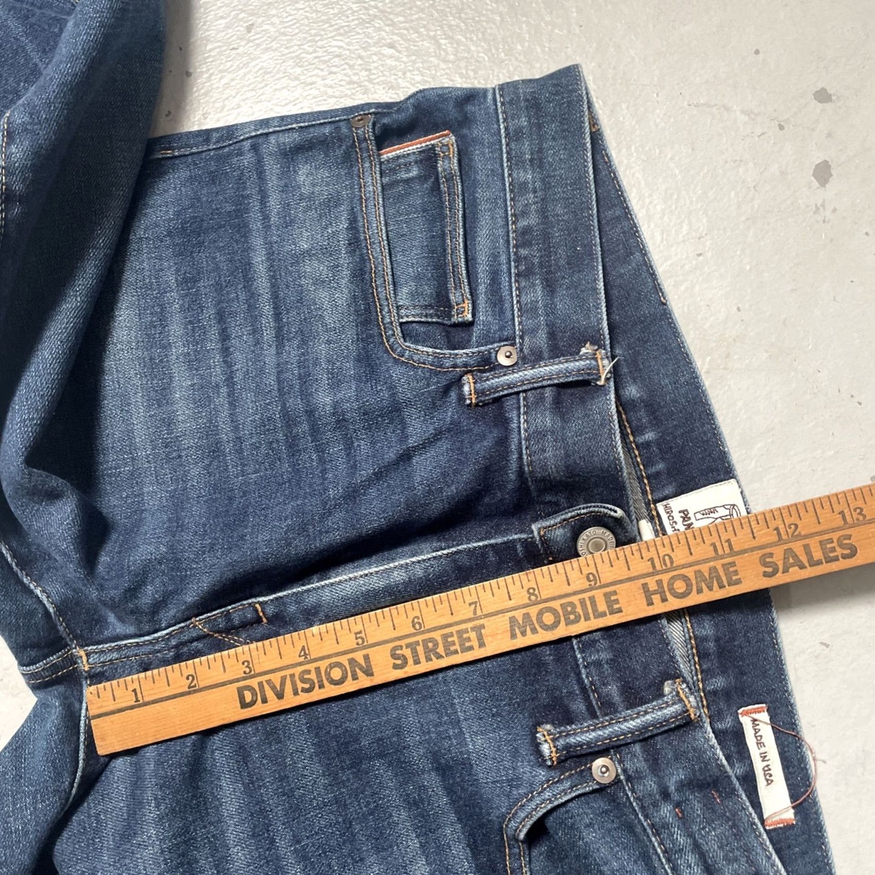 KATO Hiroshi Kato Slim 4 Way Selvedge 14oz Blue Denim USA Mens Jeans - Unisex Regular Size - 33" - Vintage Style Size US 33 - 6 Thumbnail