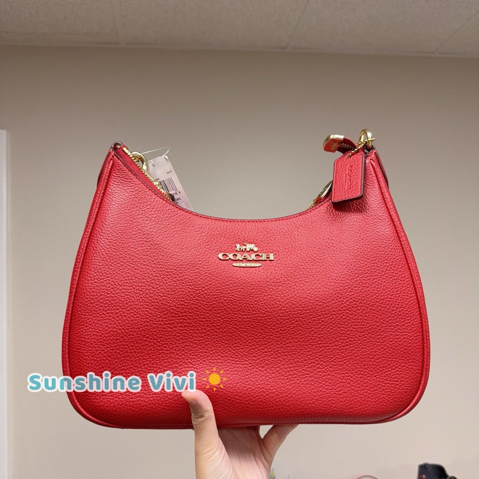 Coach NWT Coach Teri Hobo Bag Leather CV935 Bold Red Size ONE SIZE - 2 Thumbnail