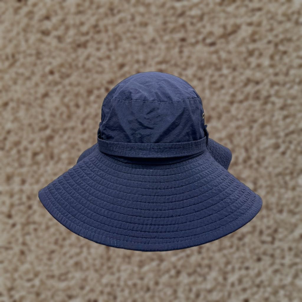 Vintage Blue Nylon Sun Bucket Hat Cap - One Size - Unisex Adults - Lightweight Beach Outdoors Hat Size ONE SIZE - 1 Thumbnail