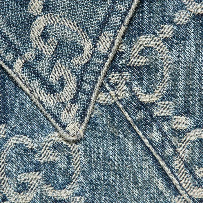 Gucci o1loc1c0226 713911 GG Jacquard Denim Shirt in Blue Size US M / EU 48-50 / 2 - 2 Thumbnail