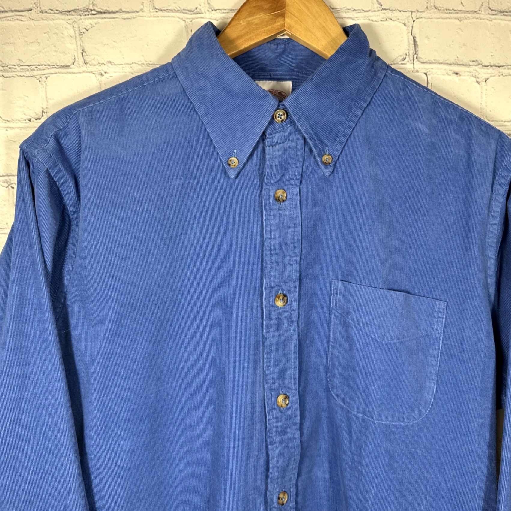 Brooks Brothers Brooks Brothers Corduroy Shirt Mens Medium Button-Down Blue Cotton Stretch Shirt Size US M / EU 48-50 / 2 - 2 Thumbnail