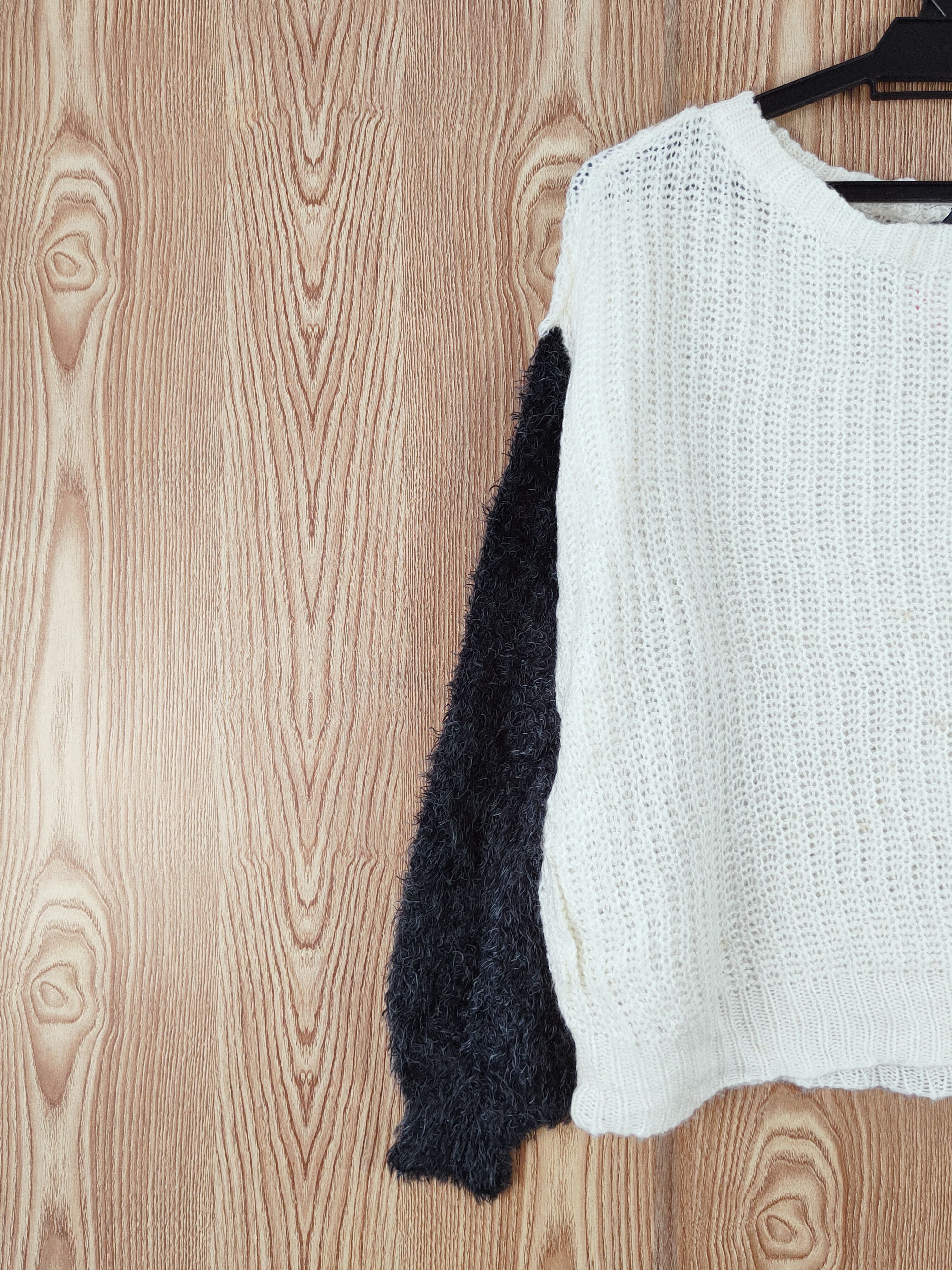 Japanese Brand × Vintage DIRZ Cream Black Fur Mohair Knitwear #W813 Size M / US 6-8 / IT 42-44 - 3 Thumbnail