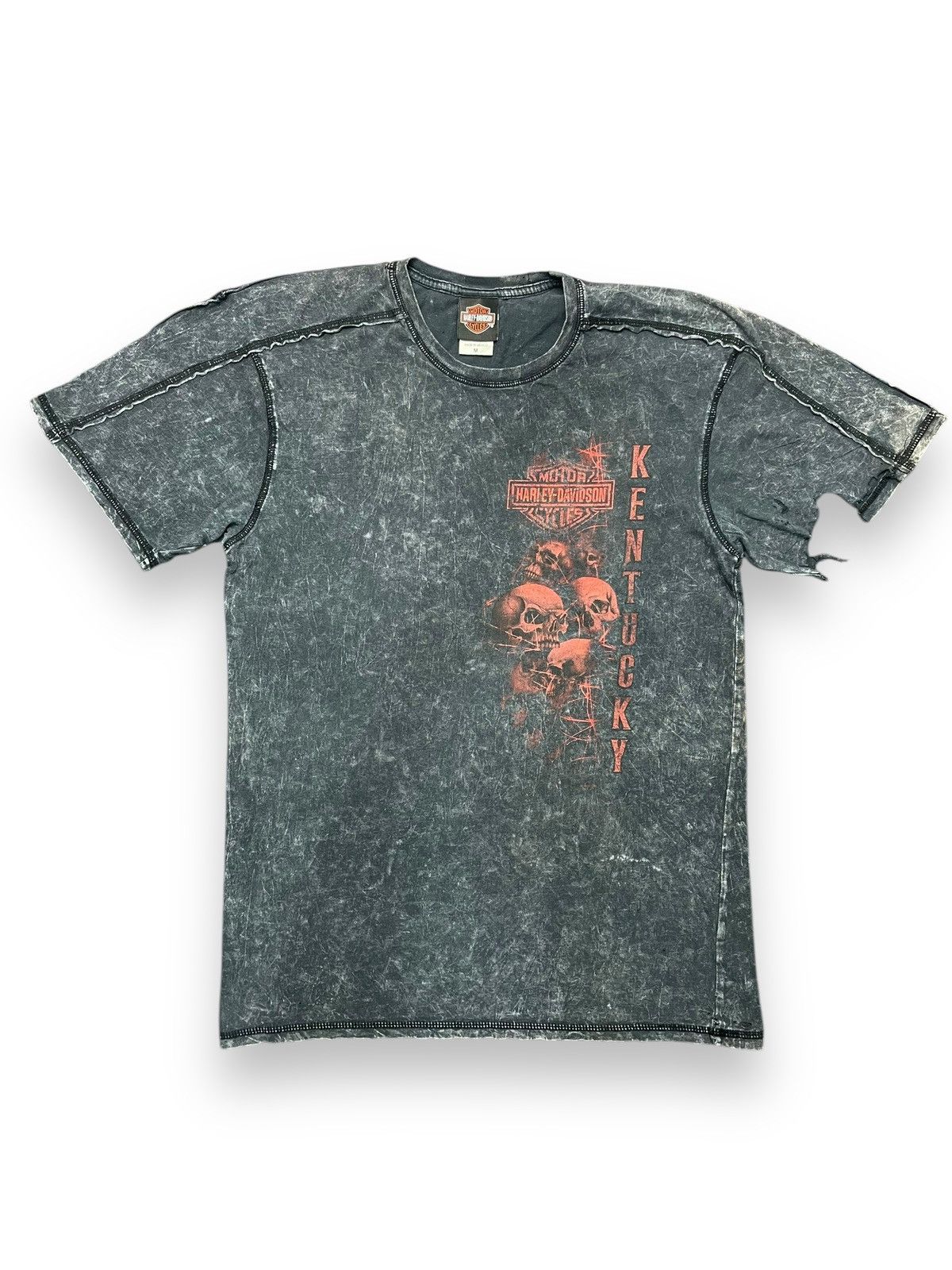 Affliction × Harley Davidson × If Six Was Nine Y2K Harley Davidson Skull Thrashed Shirt Size US M / EU 48-50 / 2 - 1 Thumbnail
