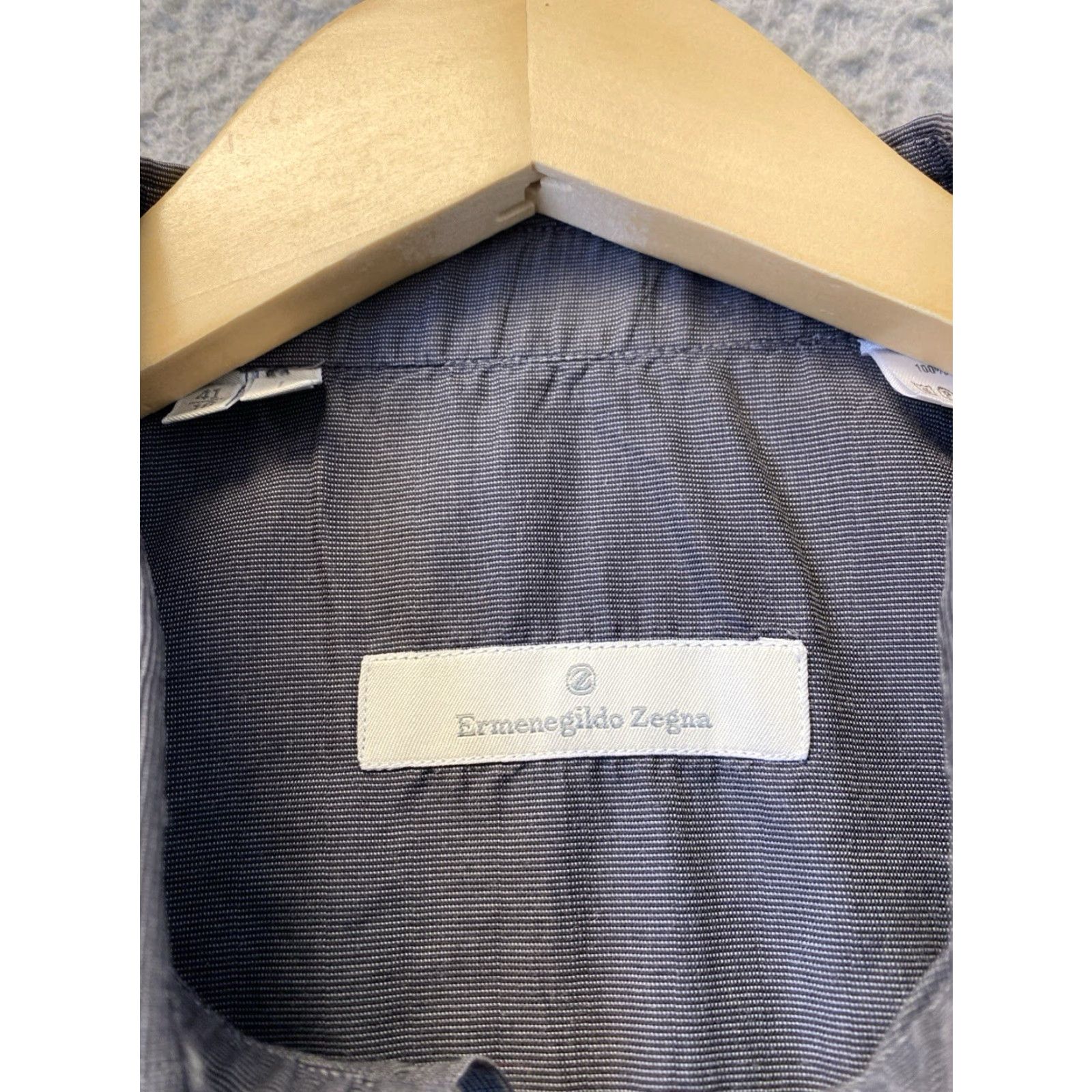 Ermenegildo Zegna VINTAGE Ermenegildo Zegna Men's Shirt Large Dark Gray Cotton Casual Italy/1980s Size US L / EU 52-54 / 3 - 7 Thumbnail