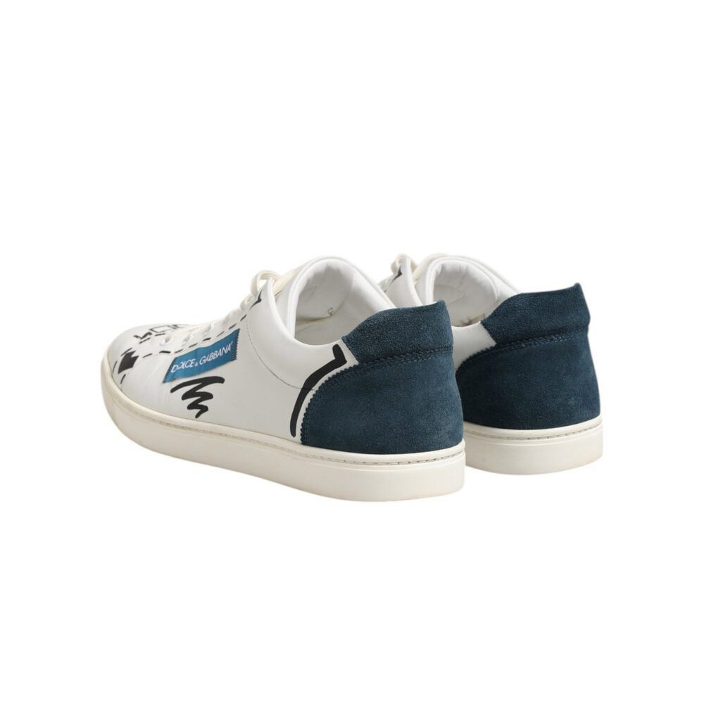 Dolce & Gabbana Dolce & Gabbana White Leather Printed Low Top Sneakers Shoes Size US 11 / EU 44 - 5 Thumbnail