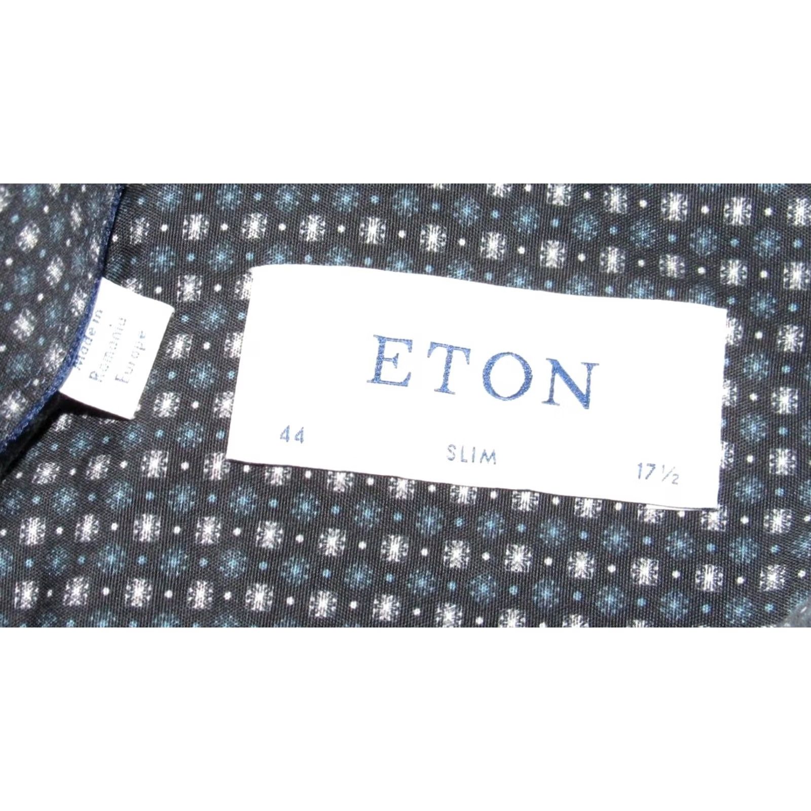 Eton ETON Navy Blue Printed Long Sleeve Shirt Slim 44-17.5 Button Down Men Size US XXL / EU 58 / 5 - 3 Thumbnail