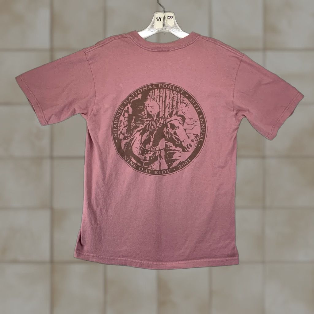 Anvil VINTAGE Anvil Horseback T-Shirt Graphic Print Red Medium 2001 Shawnee National Forest Nature Unisex Size US M / EU 48-50 / 2 - 1 Thumbnail