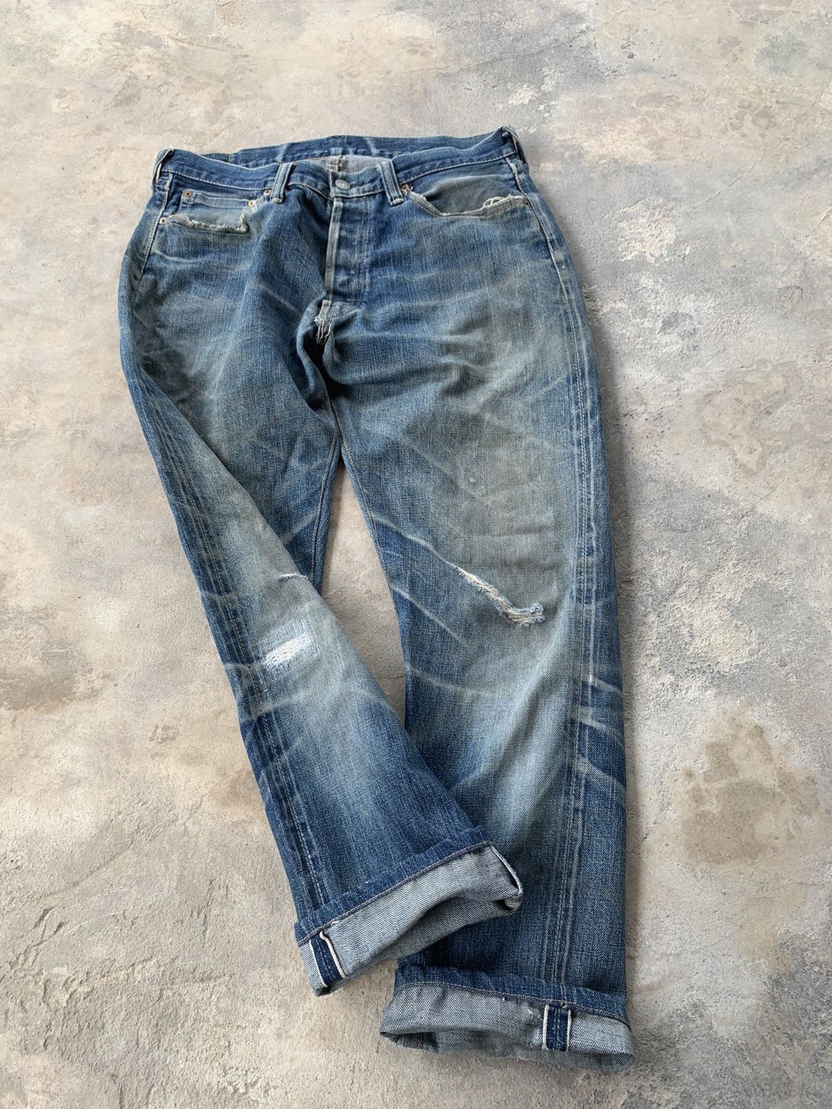 Full Count & Co. Vintage Full Count 0105 Selvedge Distressed Denim Size US 31 - 11 Thumbnail