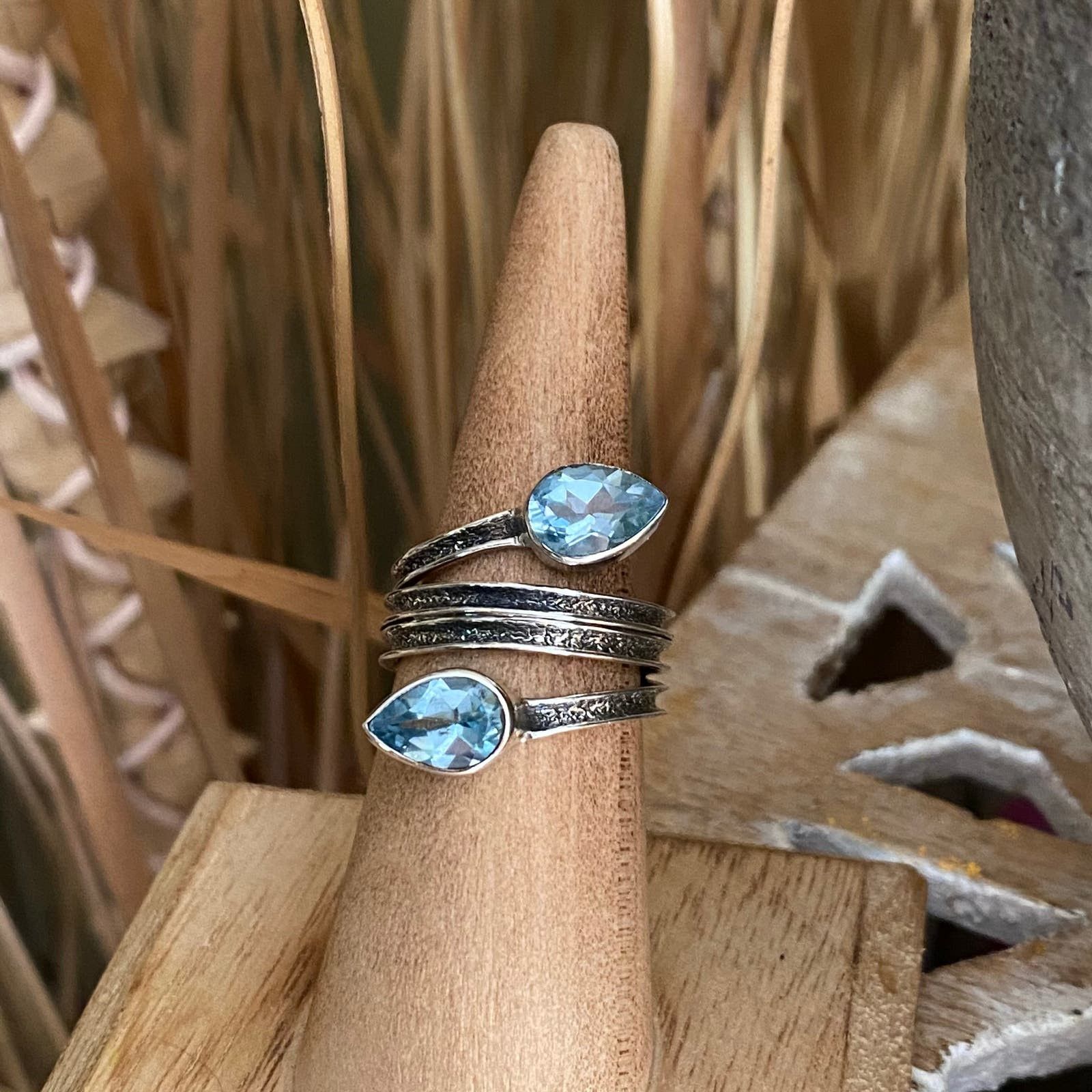 The Unbranded Brand Blue Topaz Sterling Silver Ring Size ONE SIZE - 1 Thumbnail