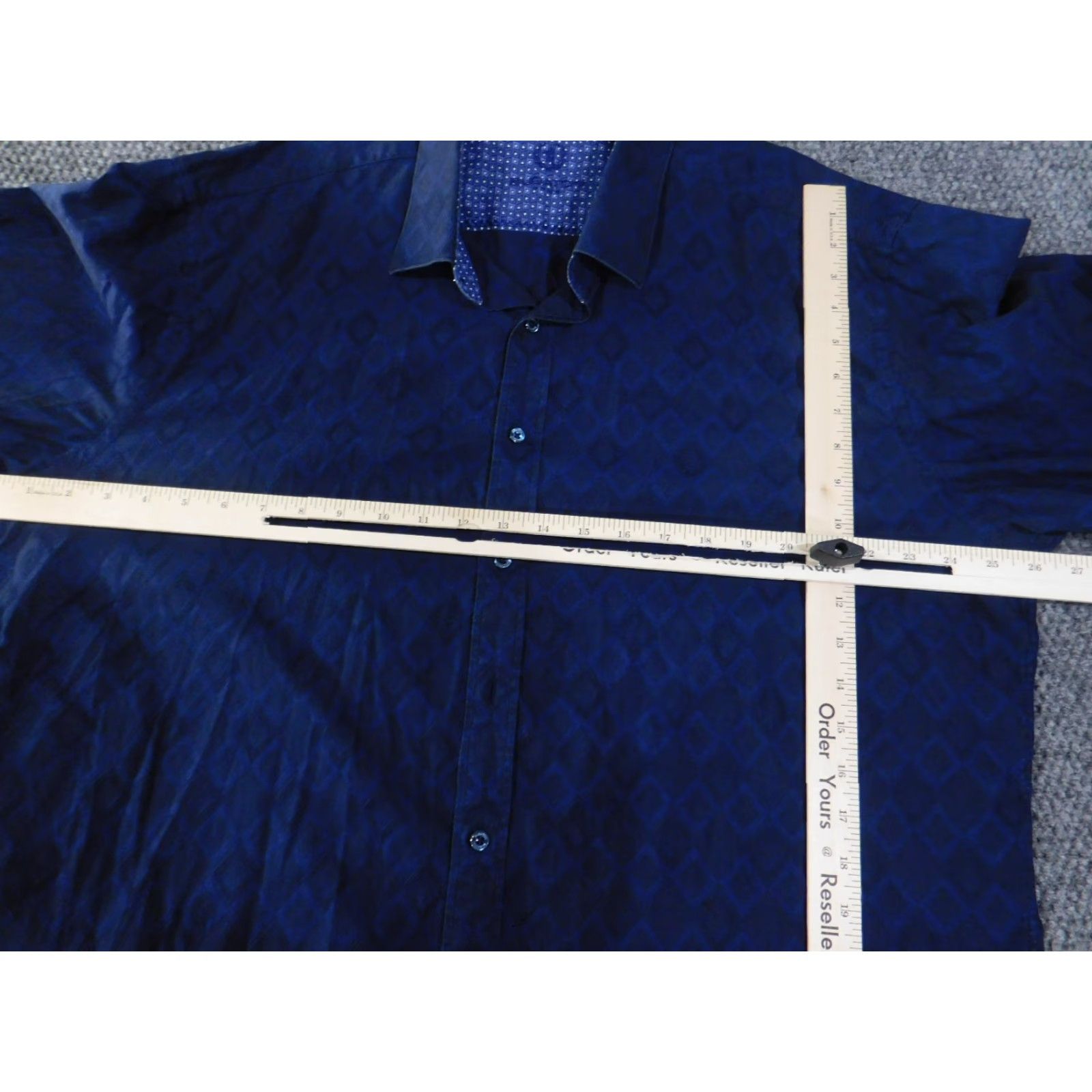 BUGATCHI Bugatchi Uomo Button-Up Shirt 2XL Blue Geometric Classic Fit Mens Long Sleeve Collared Button Down Casual Cotton Size US XXL / EU 58 / 5 - 6 Thumbnail