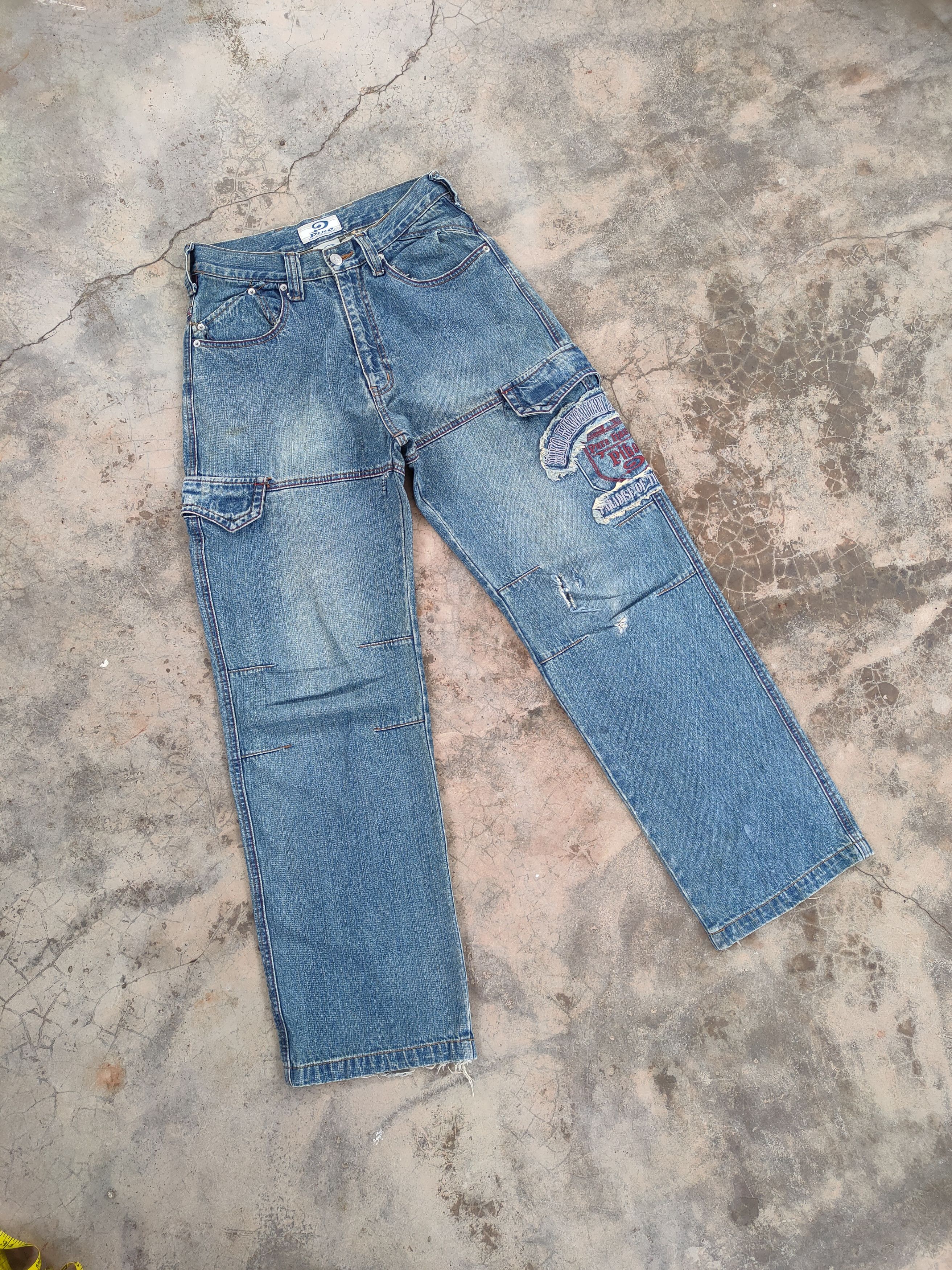 Japanese Brand × Jean × Vintage VINTAGE PIKO FADED RIPPED JEANS CARGO PANTS Size US 30 / EU 46 - 2 Thumbnail