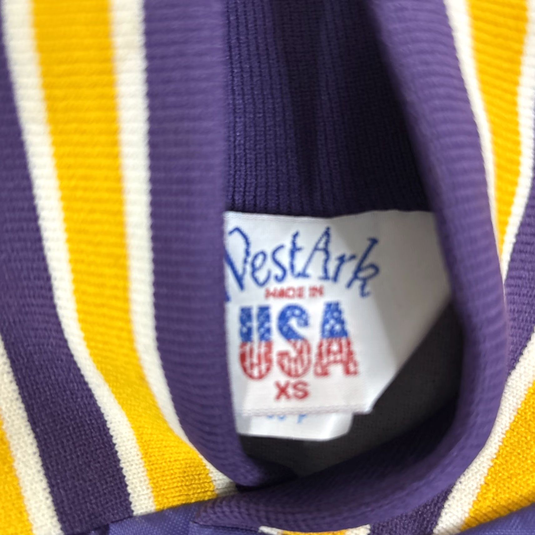 Vintage VINTAGE WestArk Satin Jacket Snap Front XS Purple Yellow 80s Men’s Varsity Jacket Jacket Mens XS Purple 80s Satin Snap Nylon Blk? Size US XS / EU 42 / 0 - 3 Thumbnail