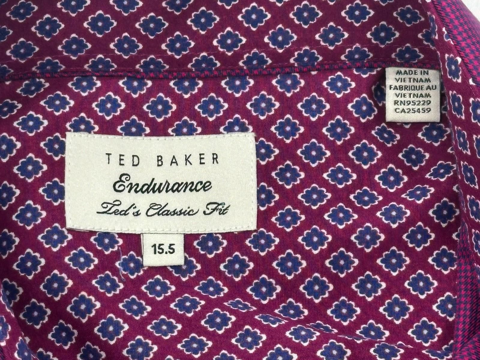 Ted Baker Ted Baker Endurance Classic Fit Button Up Purple Mens Medium Size US M / EU 48-50 / 2 - 3 Thumbnail