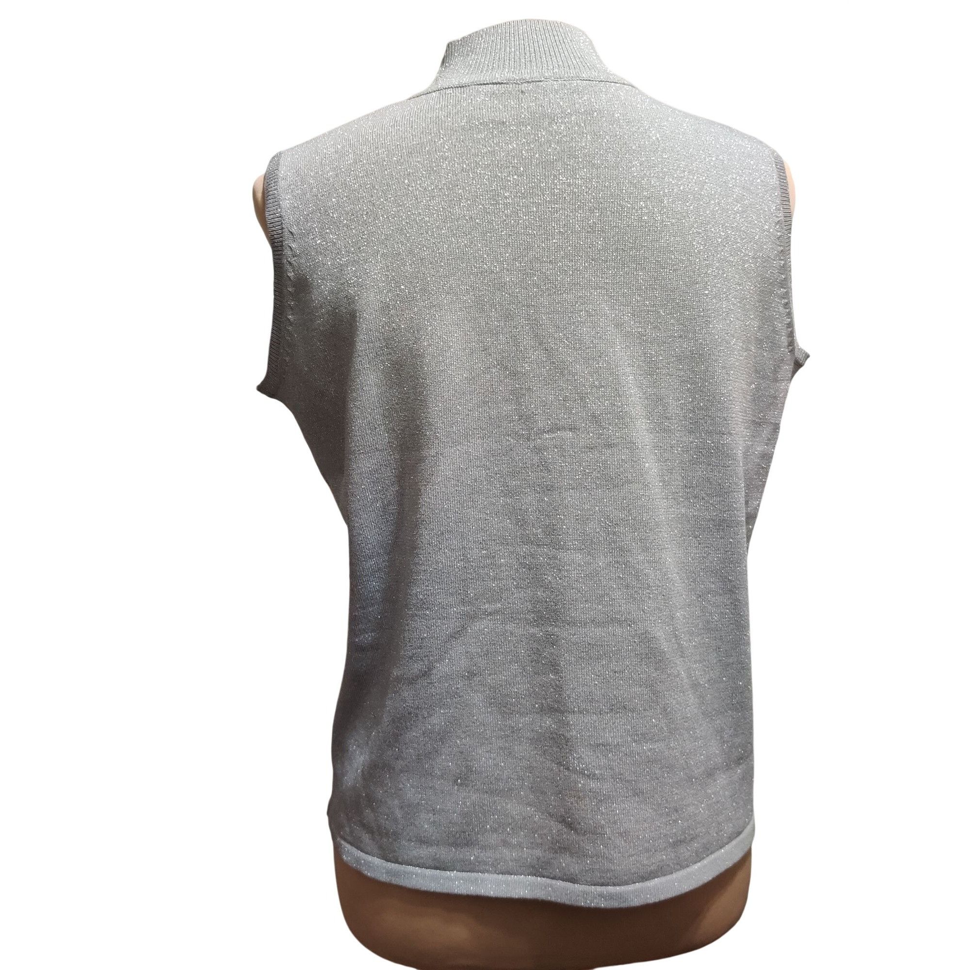 Vintage Studio Work M Womens Silver Tank Sleeveless Mock Neck Vintag Size M / US 6-8 / IT 42-44 - 5 Thumbnail