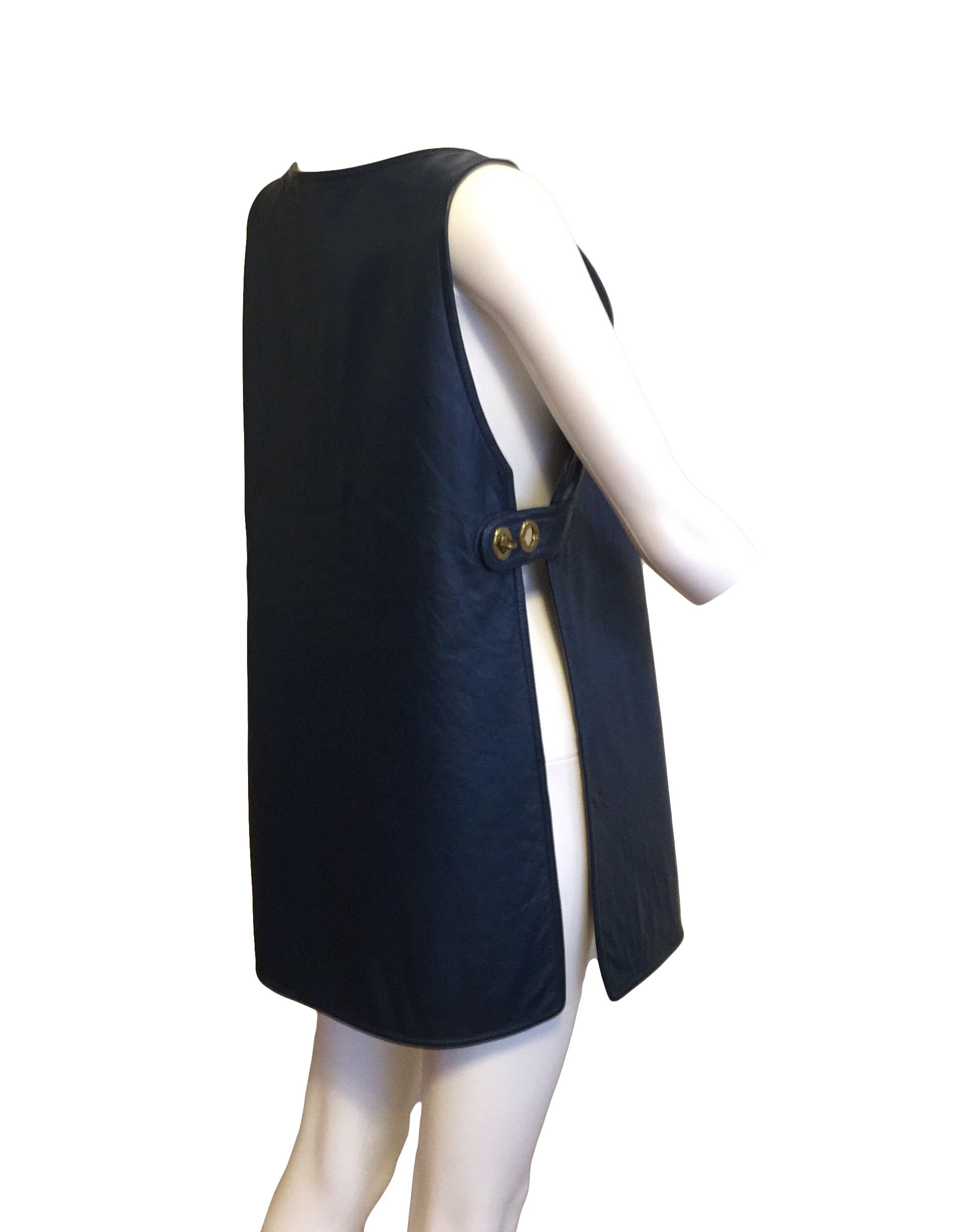 Other Vintage Bonnie Cashin (Coach) Blue Leather Tunic Dress Size M / US 6-8 / IT 42-44 - 3 Thumbnail