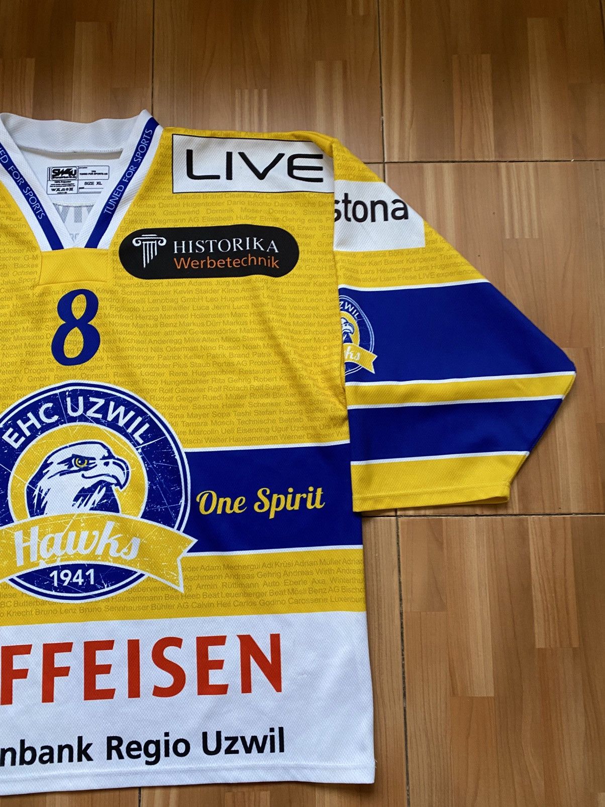 NHL EHC Uzwil Hawks Team Bistro #8 Switzerland Shirt Hockey Size US XL / EU 56 / 4 - 5 Thumbnail
