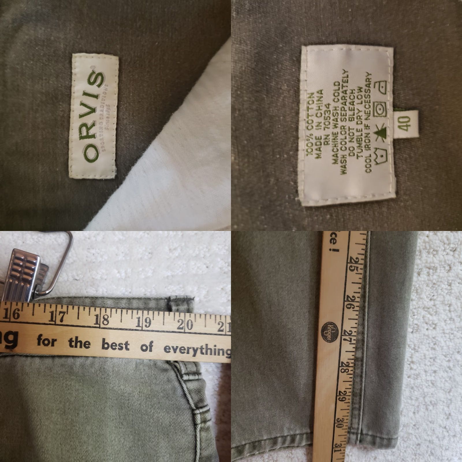 Orvis Orvis Pants Men 40x31 Olive Green 5-Pocket Leather Trim Denim Pants Jeans Straight Leg Size US 40 / EU 56 - 11 Thumbnail