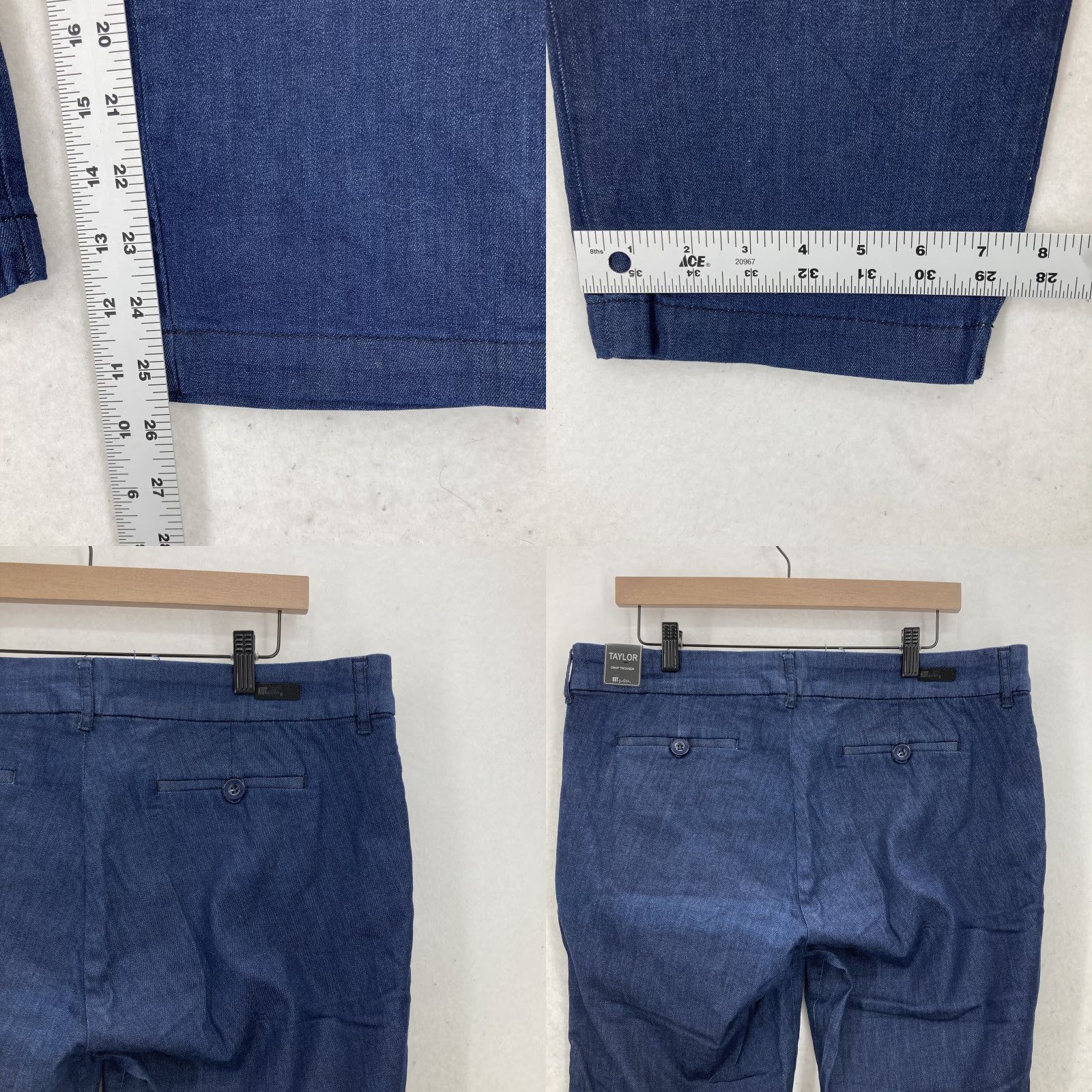 Vintage KUT from the Kloth Pants Womens 14 Taylor Crop Trouser Stretch Preppy Navy Blue Cropped Workwear Pockets Tie Back Logo Button Size 36" / US 14 / IT 50 - 9 Thumbnail