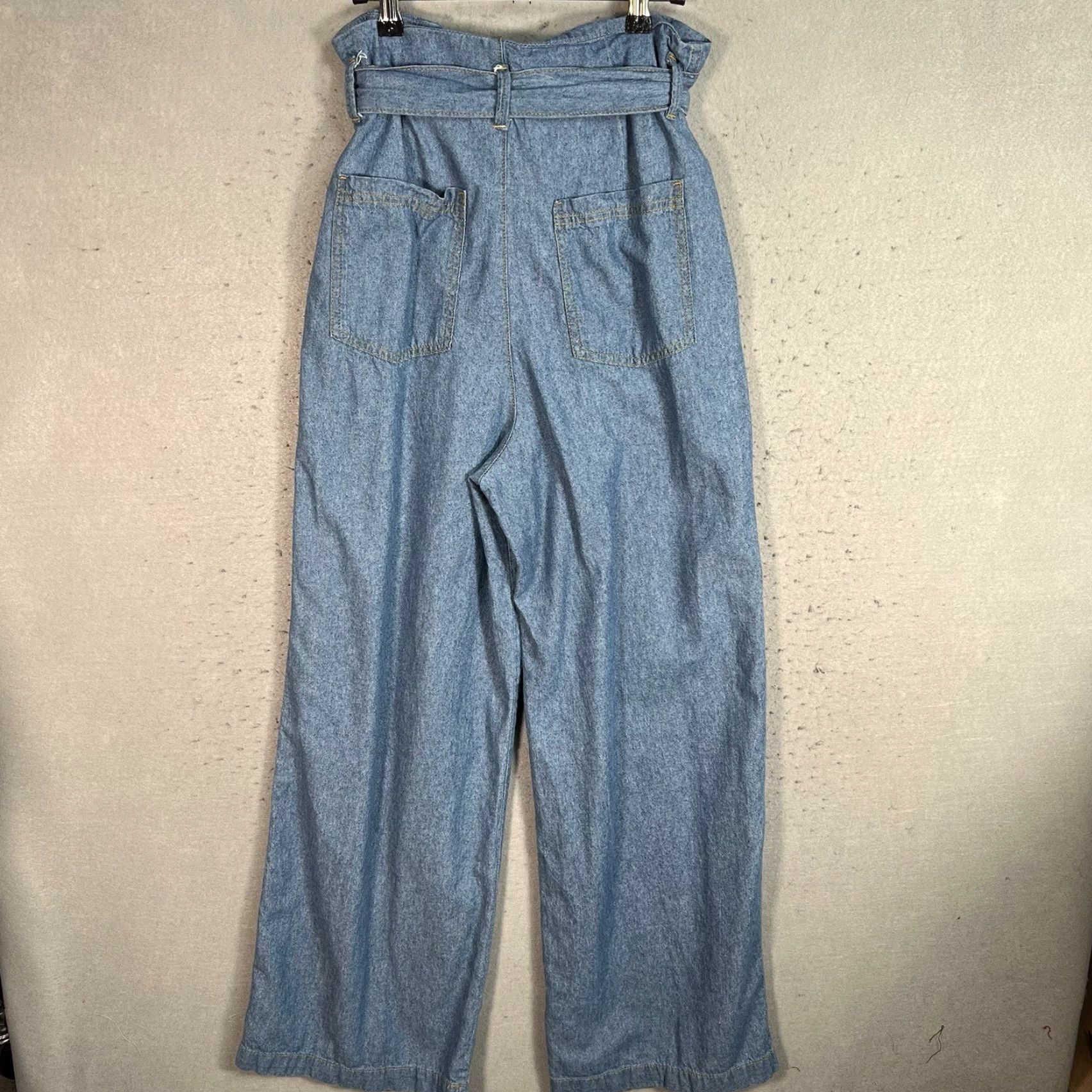 Zara VINTAGE Zara Women's Jeans Wide-Leg Belted Elastic Waist Denim Pants Blue 2 Adults Womens Medium 26 in 29.5 in 8/10 Ships Next Business Day Size 26" / US 2 / IT 38 - 2 Thumbnail