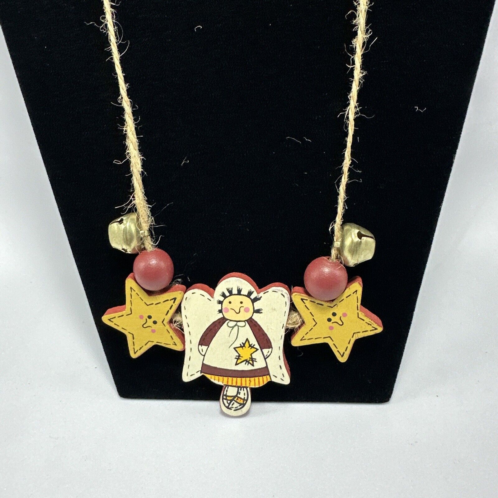 Other Angel Stars Bells Painted Wood Beads Holiday Necklace 22" Size ONE SIZE - 3 Thumbnail