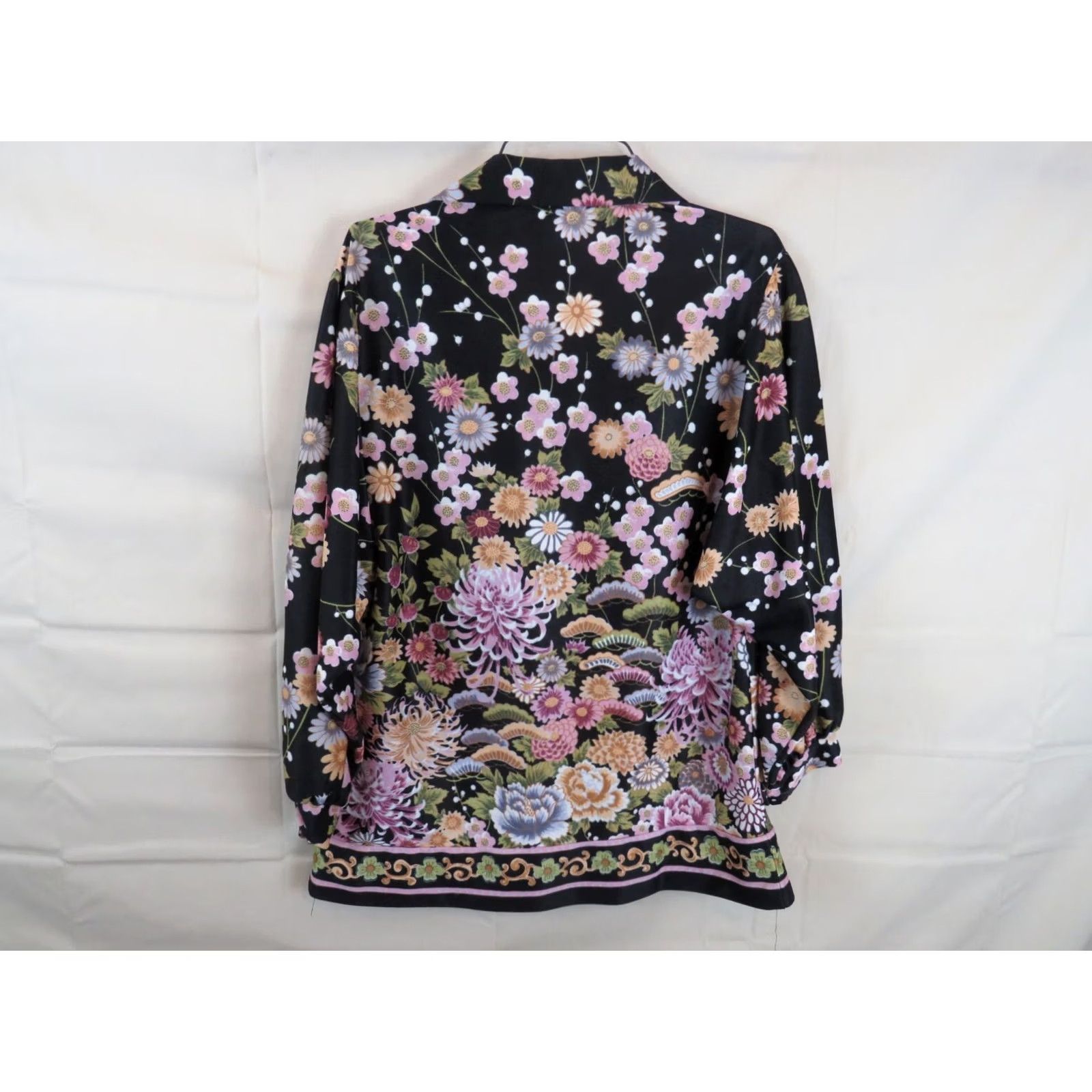 Vintage VINTAGE Black Floral Shirt top 11/12 1980's polyester Mongomery Wards Size L / US 10 / IT 46 - 6 Thumbnail