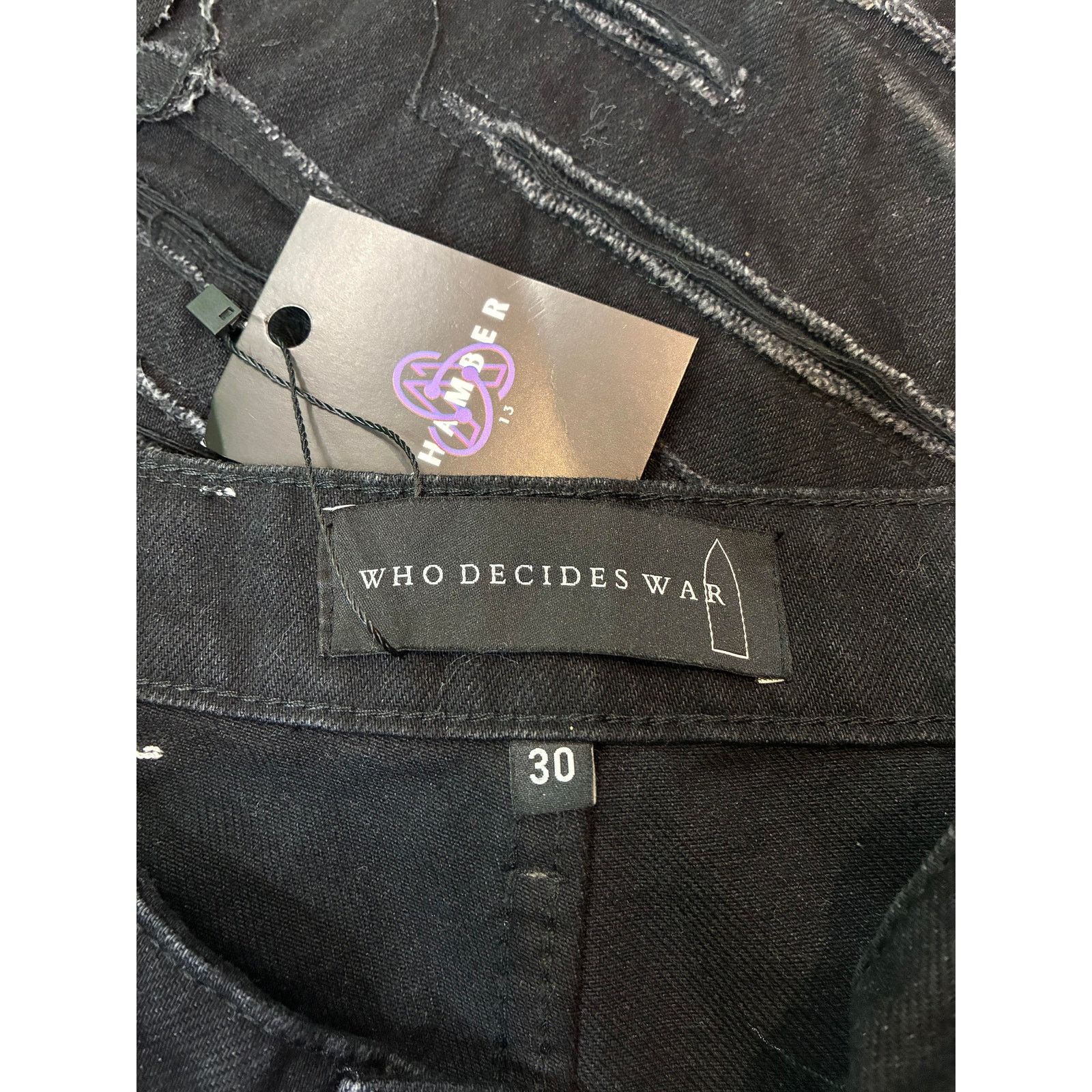 Who Decides War WDW Distressed Tonal Black Jeans Size US 30 / EU 46 - 3 Thumbnail