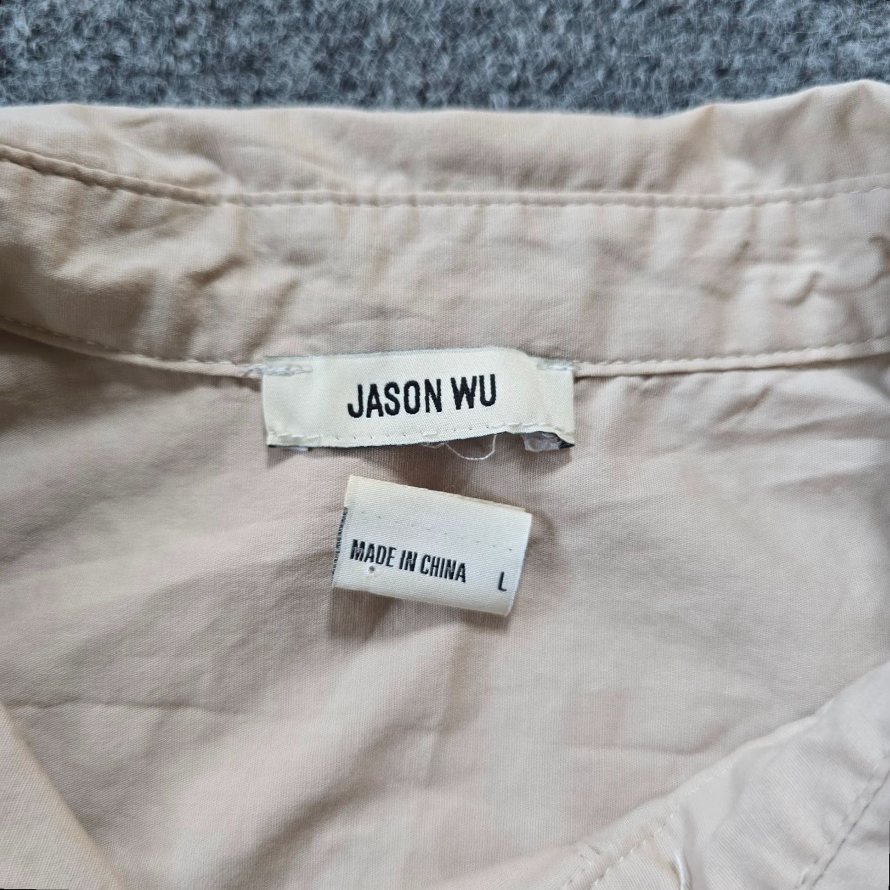 Jason Wu Jason Wu Top Womens Size Large Beige Khaki Twist Front Button Long Sleeve Casual Blouse Size L / US 10 / IT 46 - 5 Thumbnail