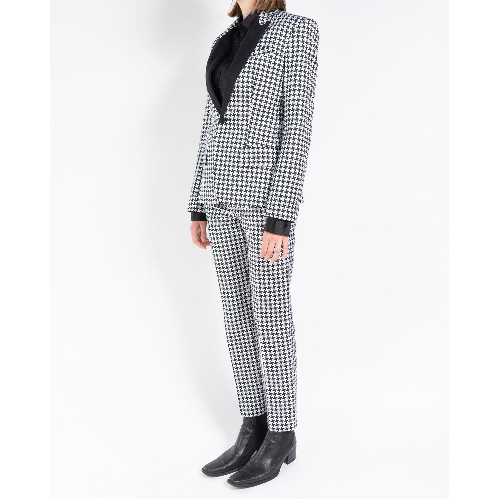 Haider Ackermann SS19 Classic Blazer in Houndstooth Silk Jacquard Size S / US 4 / IT 40 - 2 Thumbnail