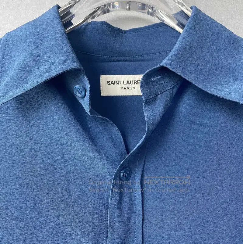 Yves Saint Laurent YSL Blue Long Sleeve Women's Shirt . Size S / US 4 / IT 40 - 6 Thumbnail