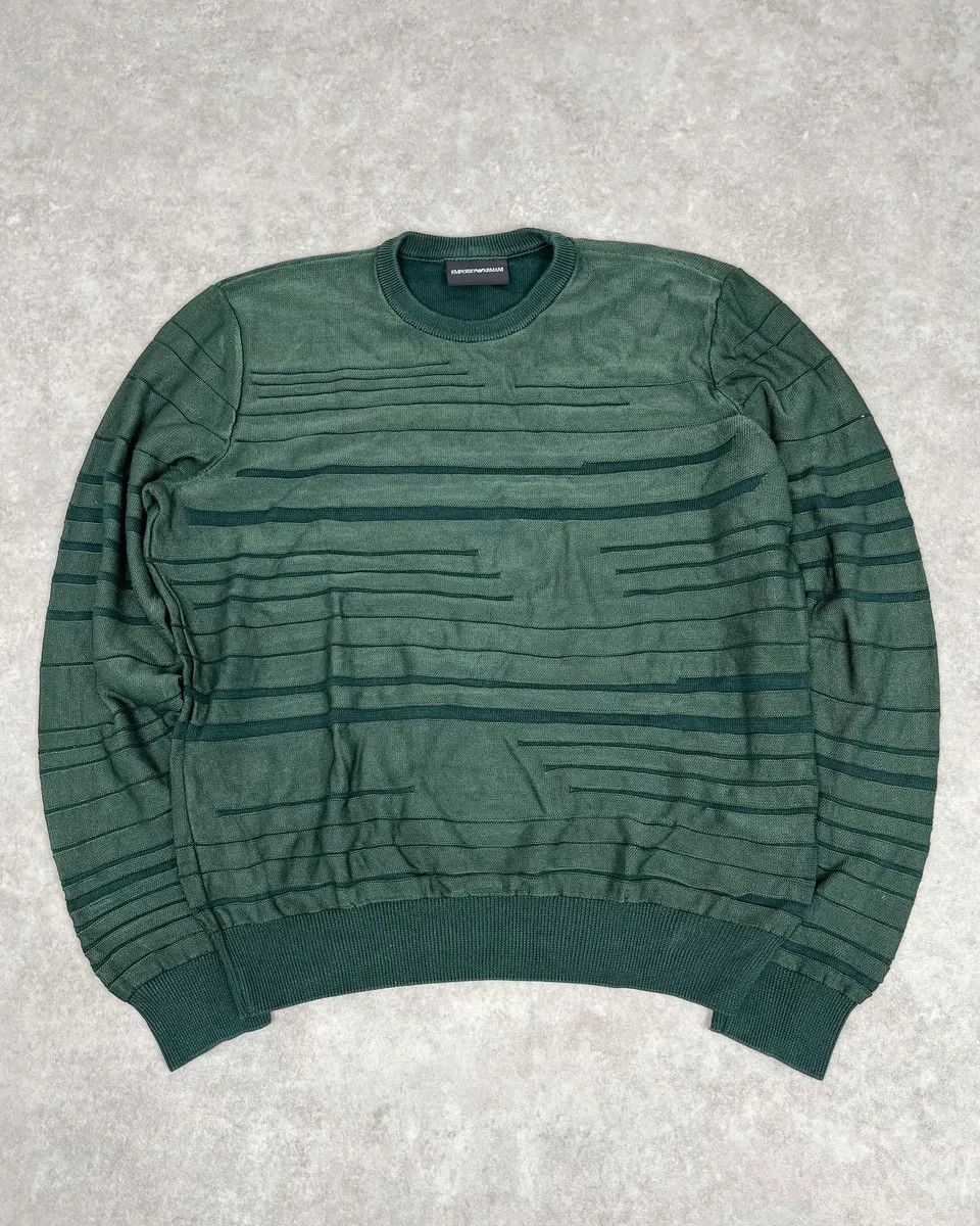 Emporio Armani AW2018 Emporio Armani Dark Green Ribbed Stripes Sweater Size US S / EU 44-46 / 1 - 1 Thumbnail