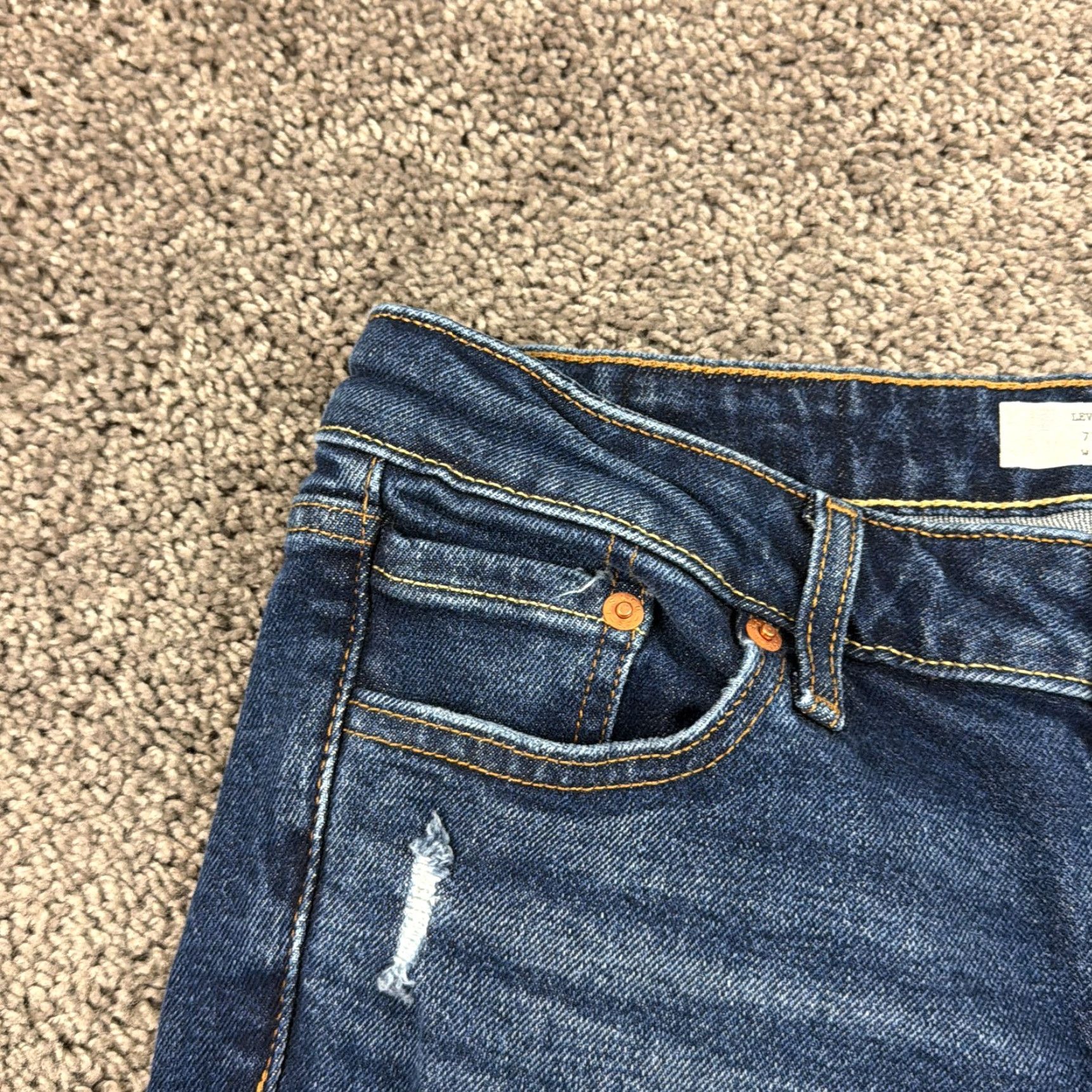 Levi's Levis Jeans Women 29 Dark Wash 711 Distressed Stretch Denim 28x29 Size 29" - 3 Thumbnail