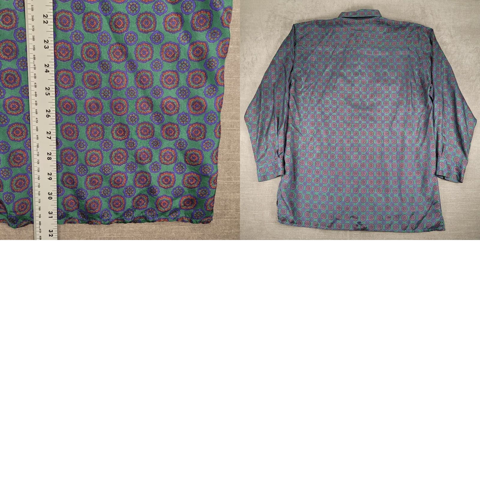 Vintage VINTAGE Robert Stock Geometric Patterned Button Up Long Sleeve Shirt Mens Size Lg Green Size US L / EU 52-54 / 3 - 9 Thumbnail
