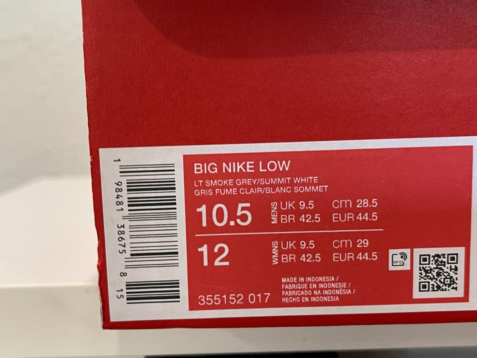 Nike Nike Big Low LT Smoke Grey/Summit White Sneakers Size 10.5 Size US 10.5 / EU 43-44 - 3 Thumbnail