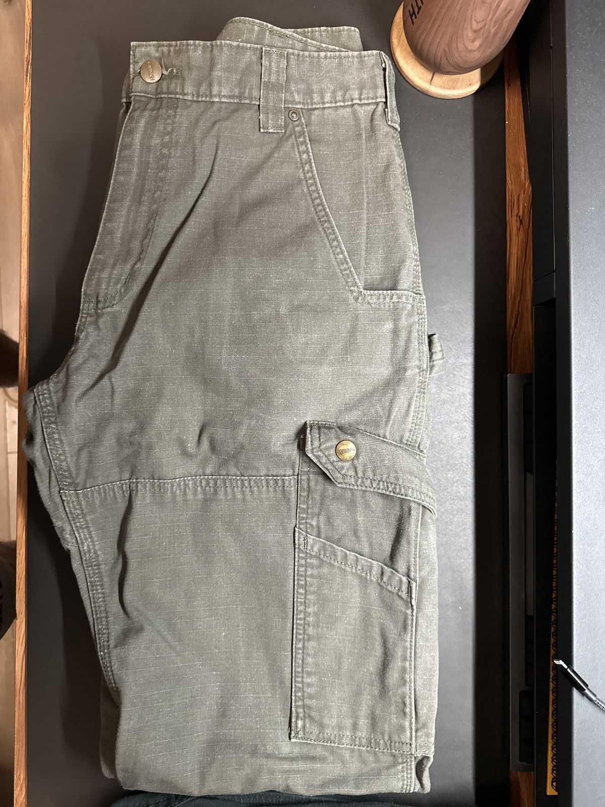 Carhartt × Vintage Carhartt Olive Cargo Pant Size US 33 - 2 Thumbnail
