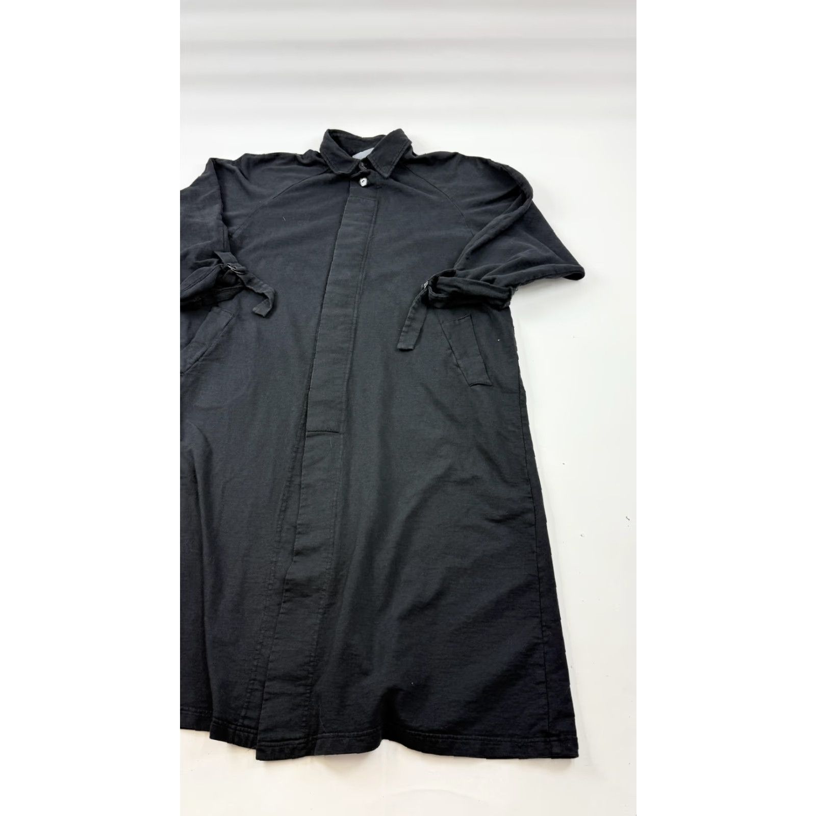 Vintage Tom Tom California Dress Shirt Dress Duster Black Womens Medium 100% Cotton Made USA Midi Button Front Collared Puff Raglan Sleeve Casual Size M / US 6-8 / IT 42-44 - 3 Thumbnail