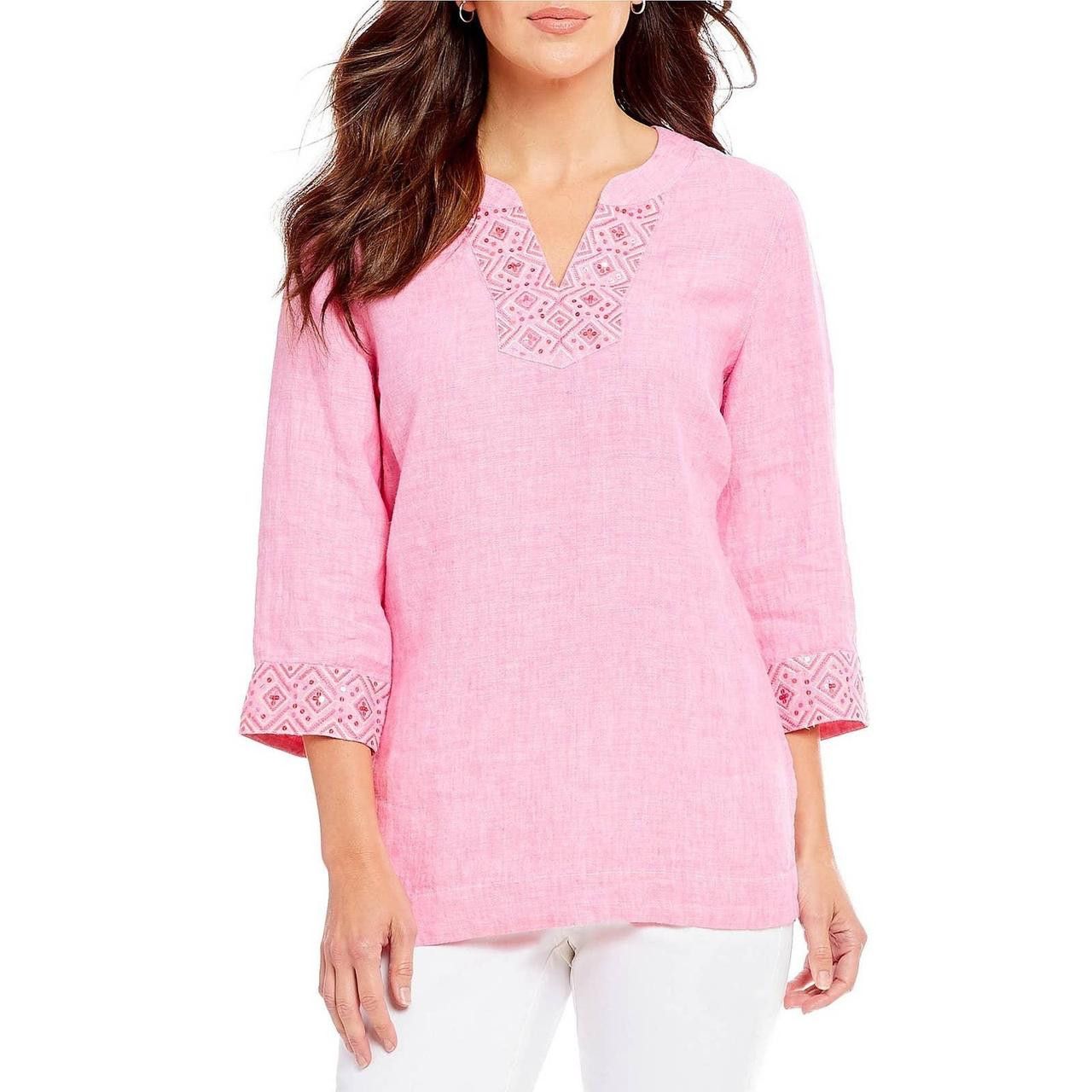 Tommy Bahama Tommy Bahama Tunic Top Sunset Chambray Linen Hot Pink Small Size S / US 4 / IT 40 - 8 Thumbnail