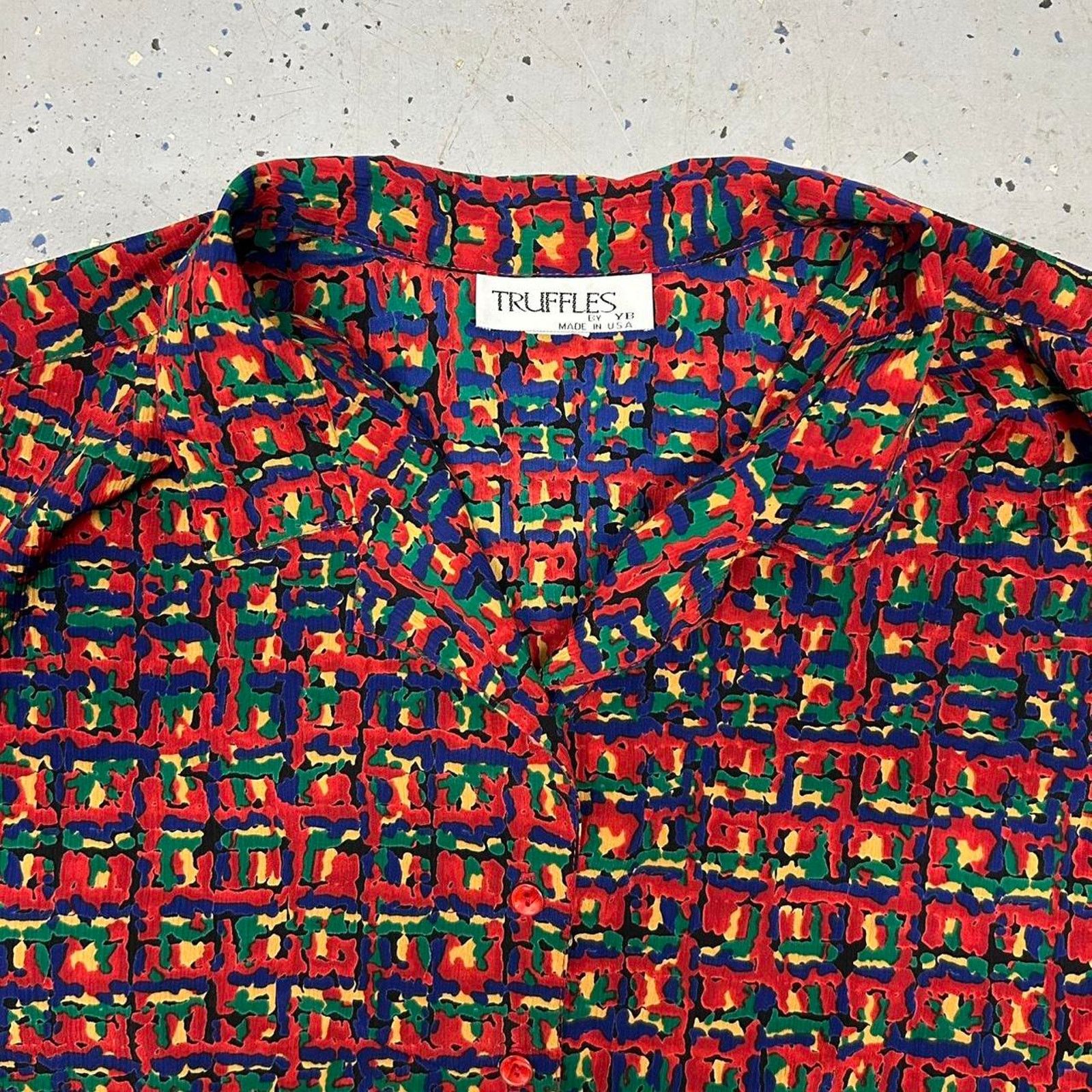 Other VTG 80s Multicolor short sleeve button up shirt Size XL / US 12-14 / IT 48-50 - 2 Thumbnail