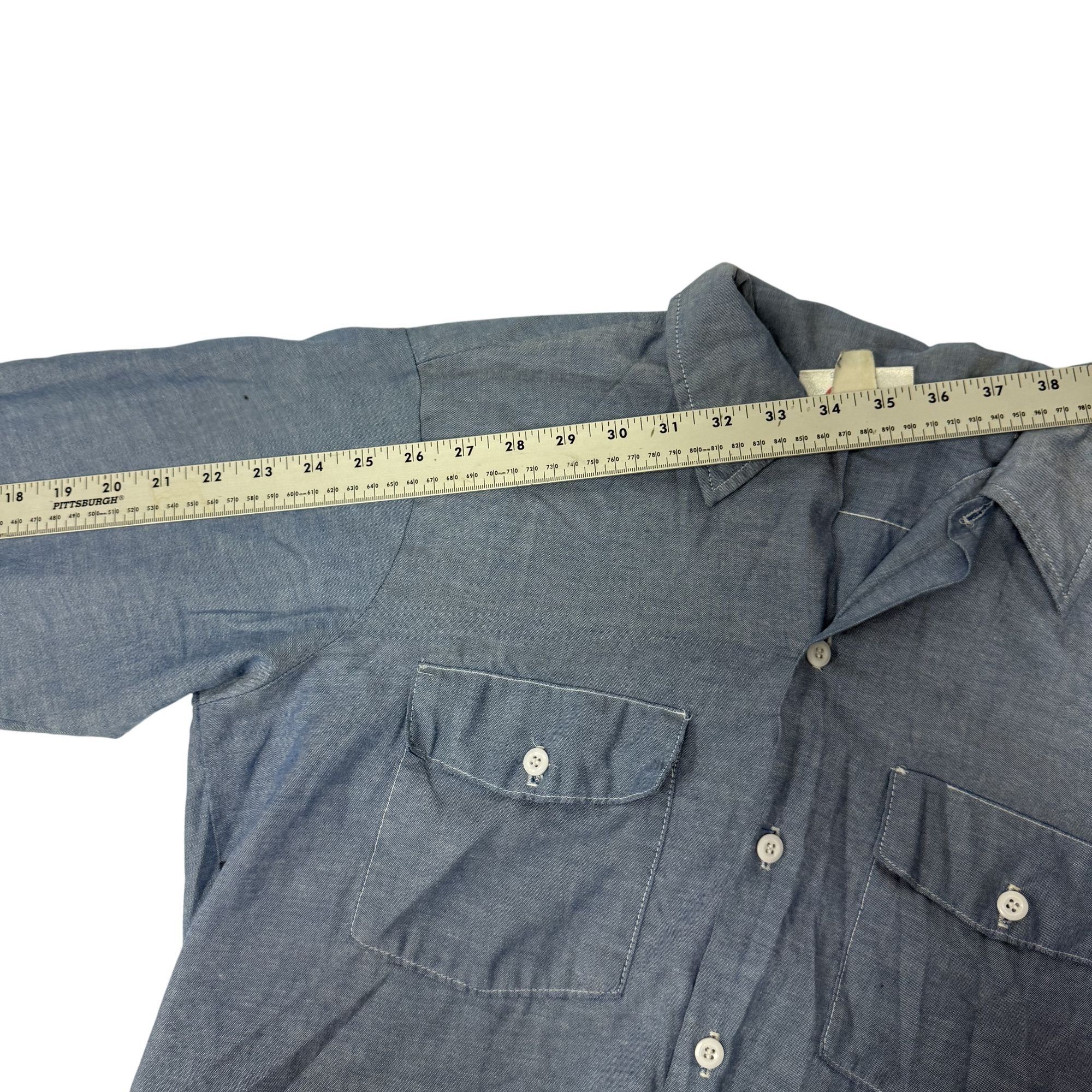 Dickies Vtg Dickies CHAMBRAY Mechanic WORK Shop 50/50 Chore Shirt Size US L / EU 52-54 / 3 - 6 Thumbnail