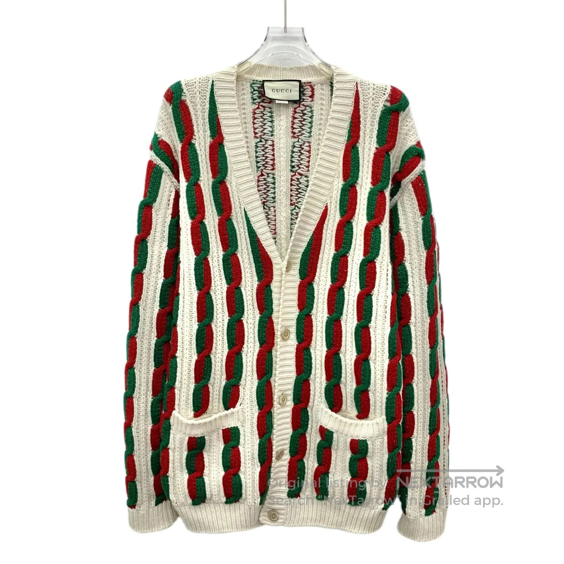 Gucci Guicci Color Blocked Twisted Knit Wool V-neck Single-breas Size S / US 4 / IT 40 - 1 Thumbnail
