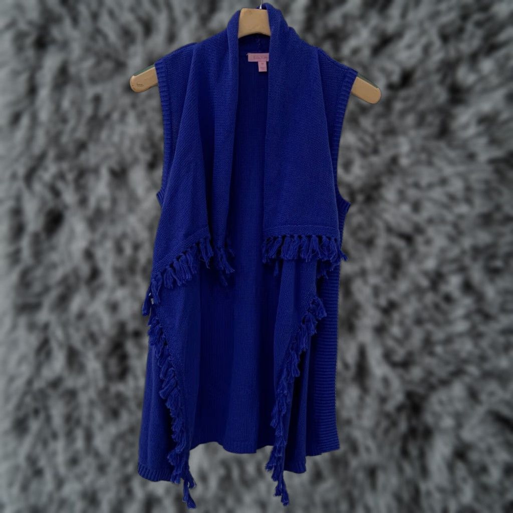 Lilly Pulitzer Lilly Pulitzer Women's Purple Fringed Sweater Vest XS Open Front Size XS / US 0-2 / IT 36-38 - 1 Thumbnail