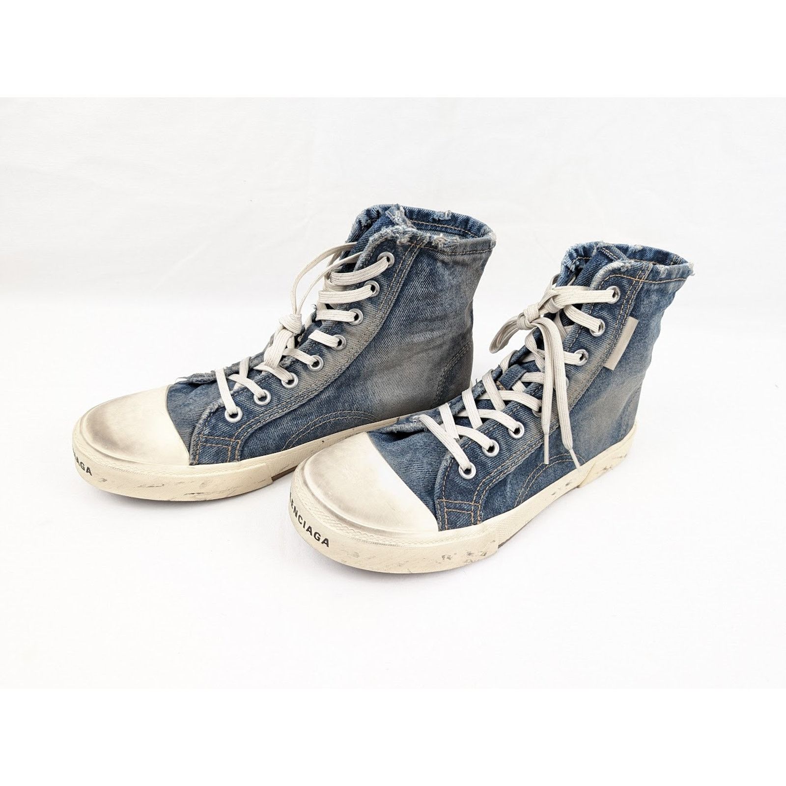 Balenciaga o1rshd1 90'S Paris High-Top Sneakers in Denim Blue Size US 8 / EU 41 - 16 Thumbnail