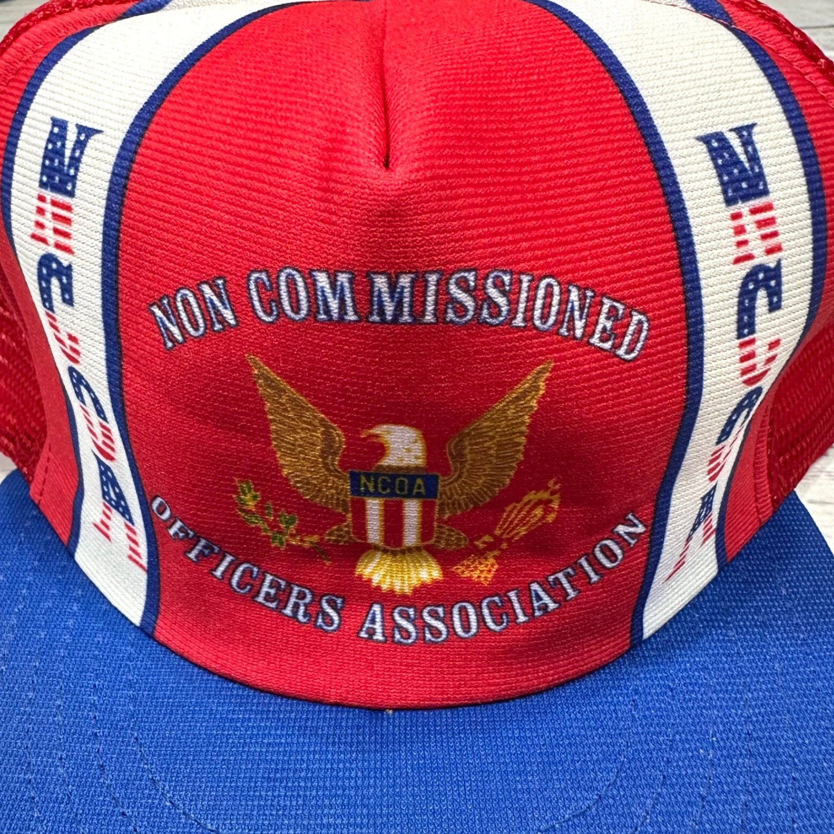 Commission Vtg NCOA Trucker Hat OS Red White Blue Snapback Men One Size Red Trucker Hat NCOA Association Hat Size ONE SIZE - 2 Thumbnail