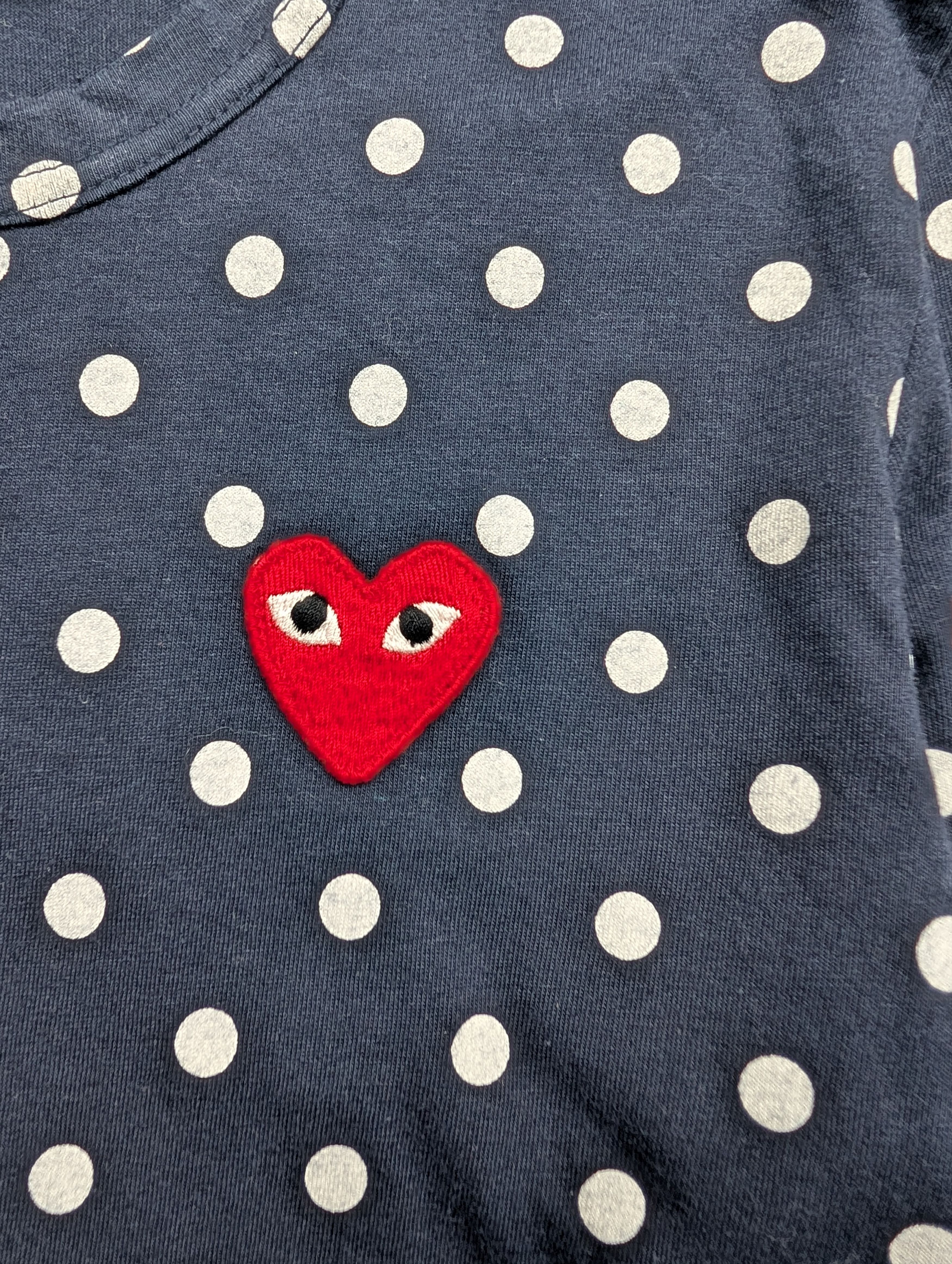 Comme des Garcons PLAY Play By Comme Des Garcons Navy Polkadot Long Sleeve Top Size S / US 4 / IT 40 - 3 Thumbnail
