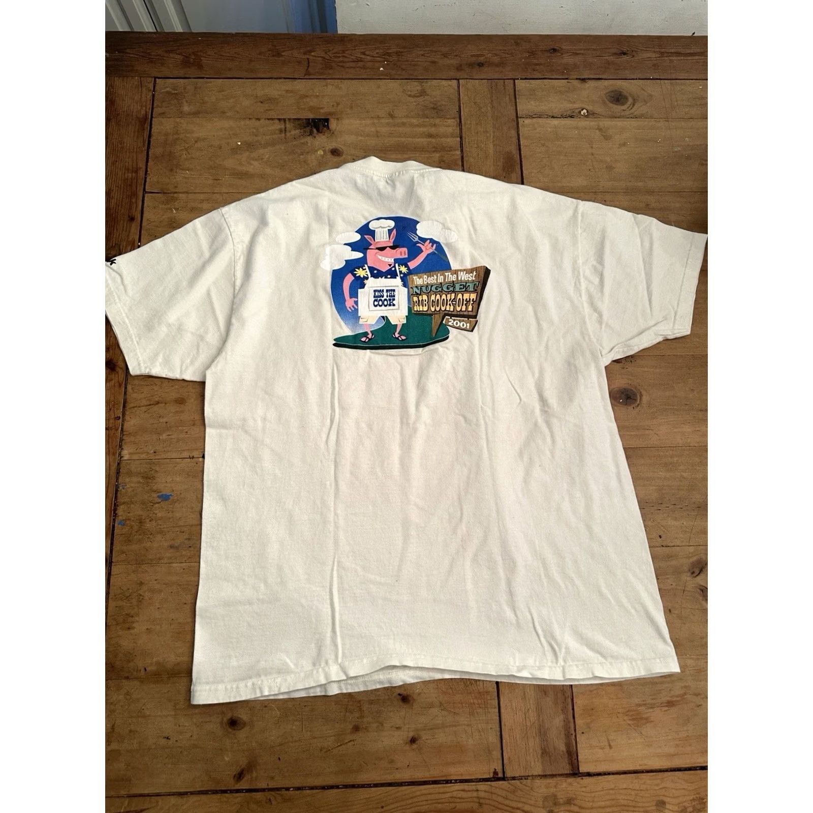 Vintage VINTAGE Nugget John Ascuaga’s Nugget Nevada BBQ Rib Cook Off Kiss The Cook T-Shirt L White Mens XL Size US L / EU 52-54 / 3 - 6 Thumbnail