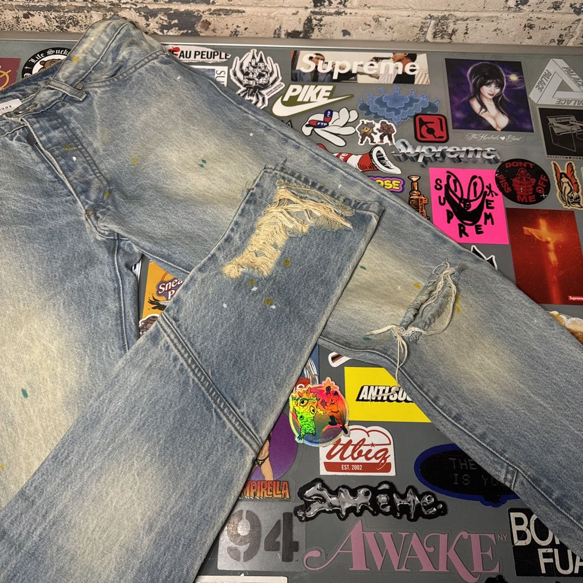 Rhude Rhude Slim-Fit Distressed Paint Splattered Denim Jeans Sz 30 Size US 30 / EU 46 - 4 Thumbnail