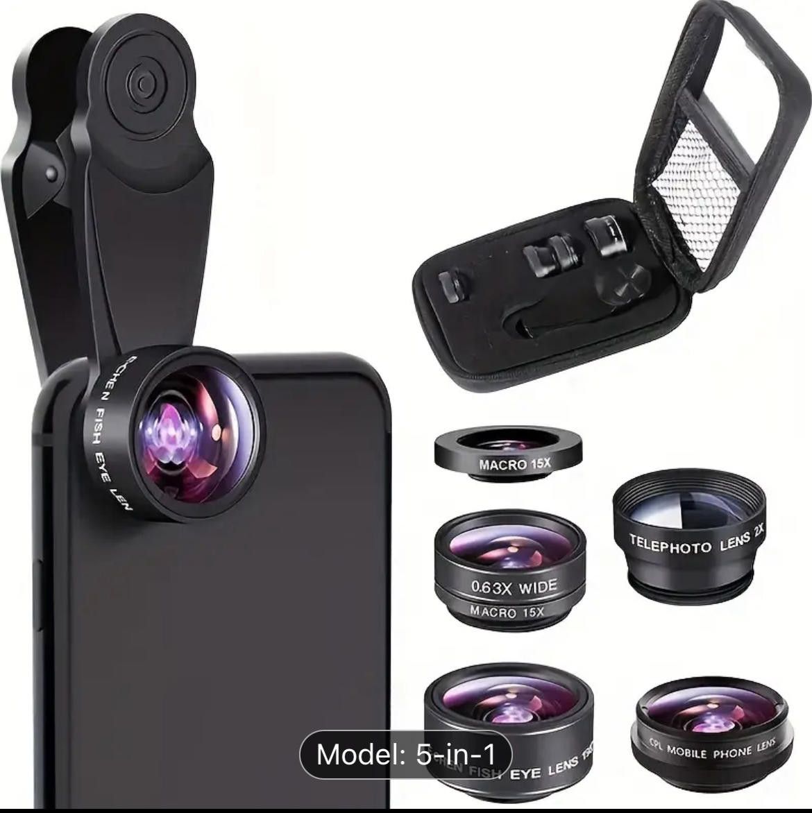 Designer 5-in-1 Mobile Phone Lens Set for Photography Size ONE SIZE - 1 Thumbnail