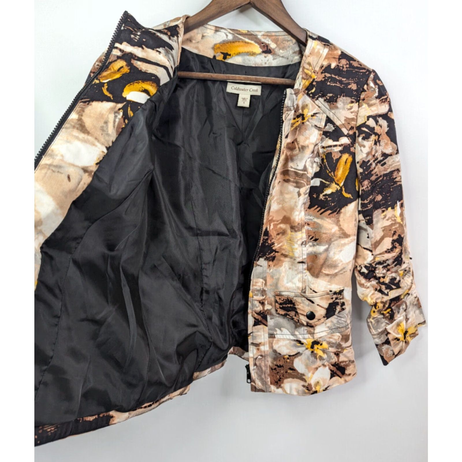 Coldwater Creek VINTAGE Coldwater Creek Camouflage Jacket Brown Black Zip Size 6 Women Size M / US 6-8 / IT 42-44 - 3 Thumbnail