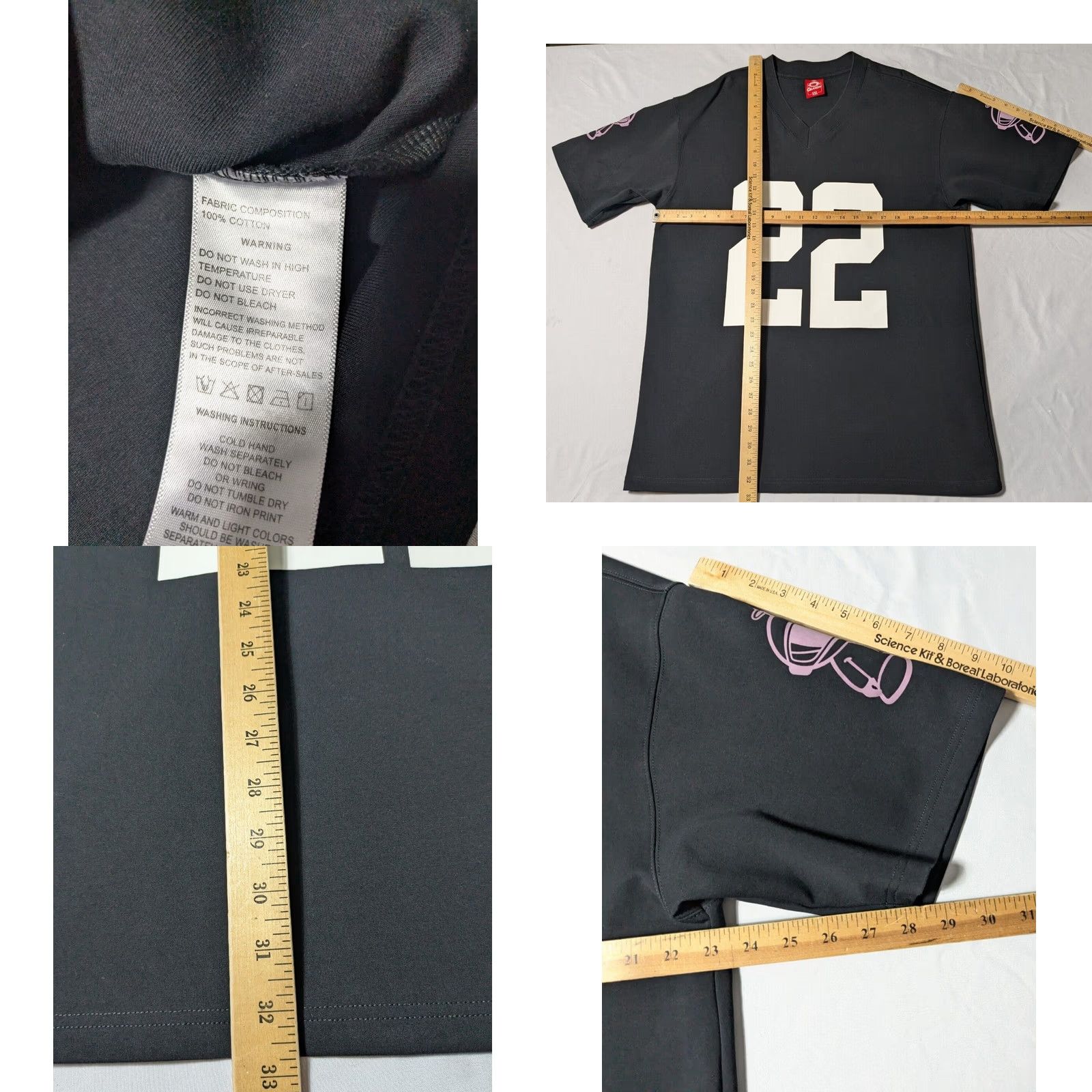 Vintage GLAXON #22 Men 2XL Black Cotton Double-Sided V-Neck Jersey Shirt Mens Size US XXL / EU 58 / 5 - 8 Thumbnail